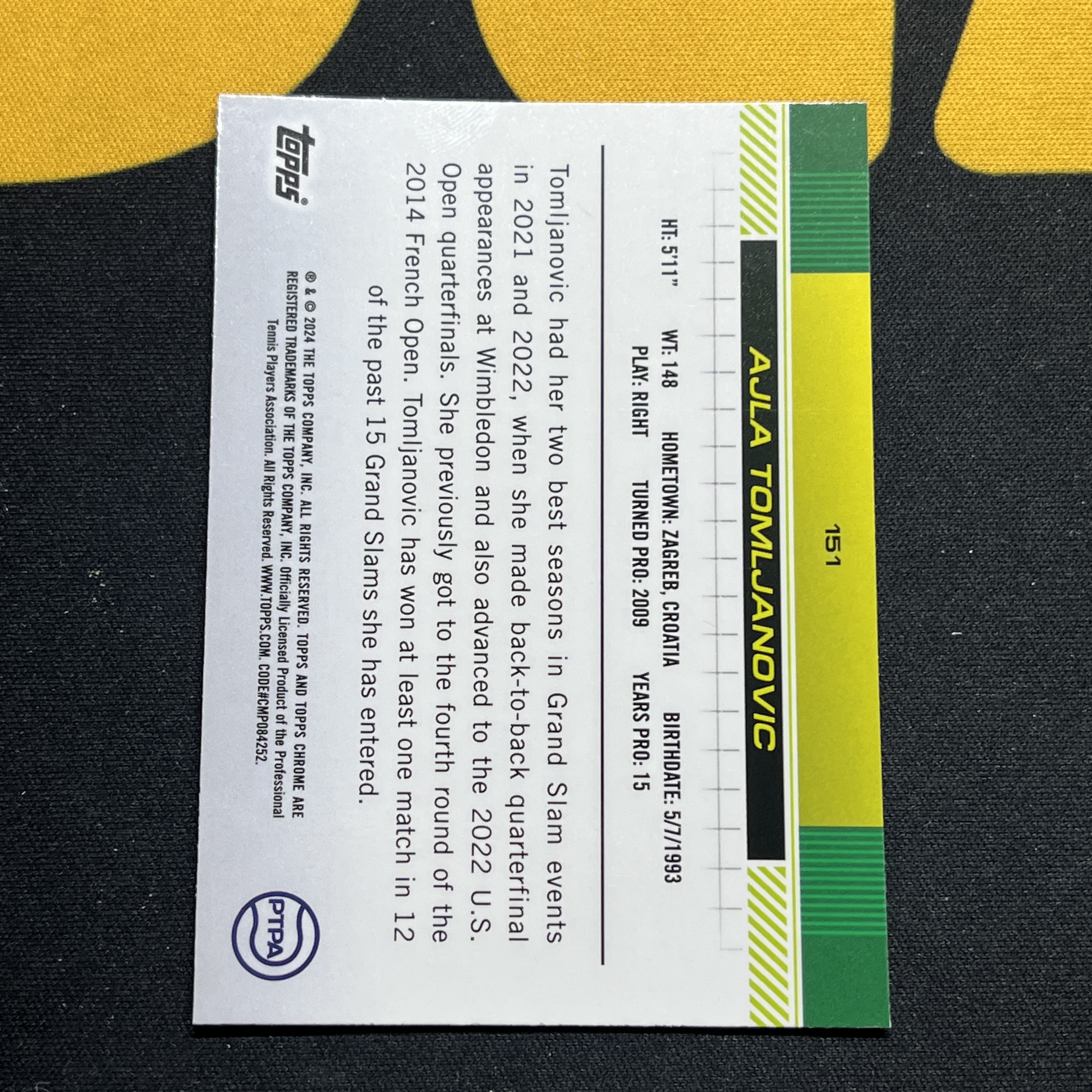 2024 Topps Chrome Ajla Tomljanovic 艾拉 汤姆贾诺维奇 菠萝折 77编 大比例折射 克罗地亚【立抖2