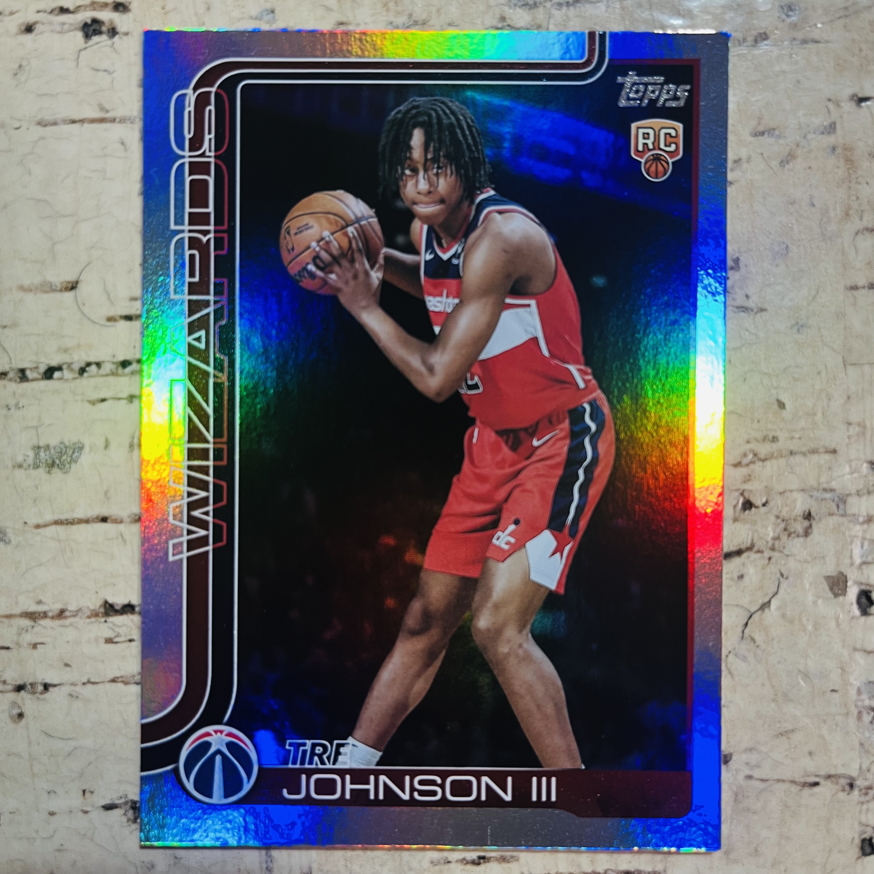 2025-26 Topps Flagship Tre Johnson RC 新秀 奇才 特雷 约翰逊 正银折 银折射 holo折 第1张 稀有折射 凑彩虹必备【小卡迷拍卖 可累积半年】