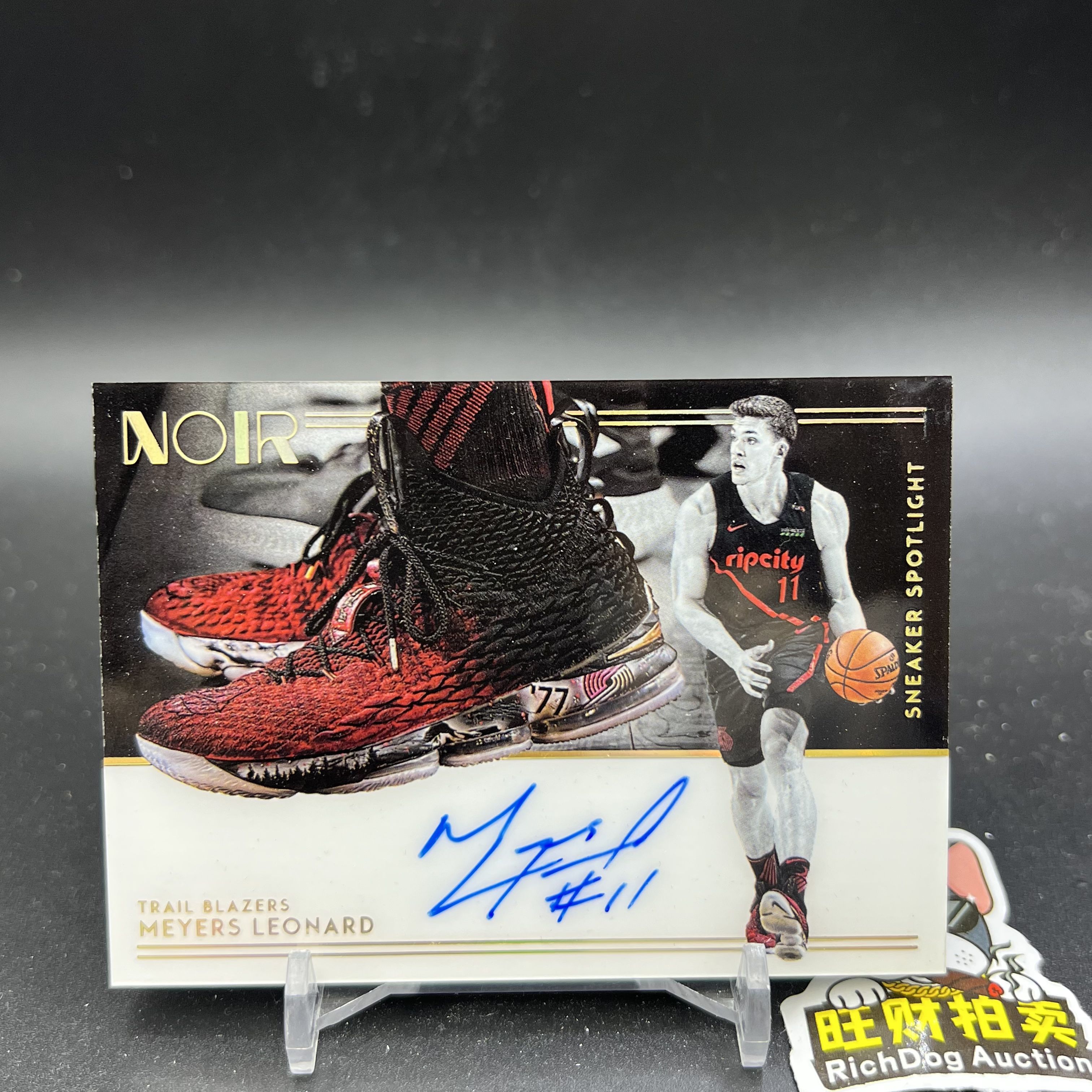 2018-19 Panini - Meyers Leonard 【旺财拍卖C】W96 Noir 诺尔 开拓者 梅耶斯 伦纳德 34/99编 签字 卡签 背号签 球鞋 鞋灯 镜面 瑕疵如图 HUUU