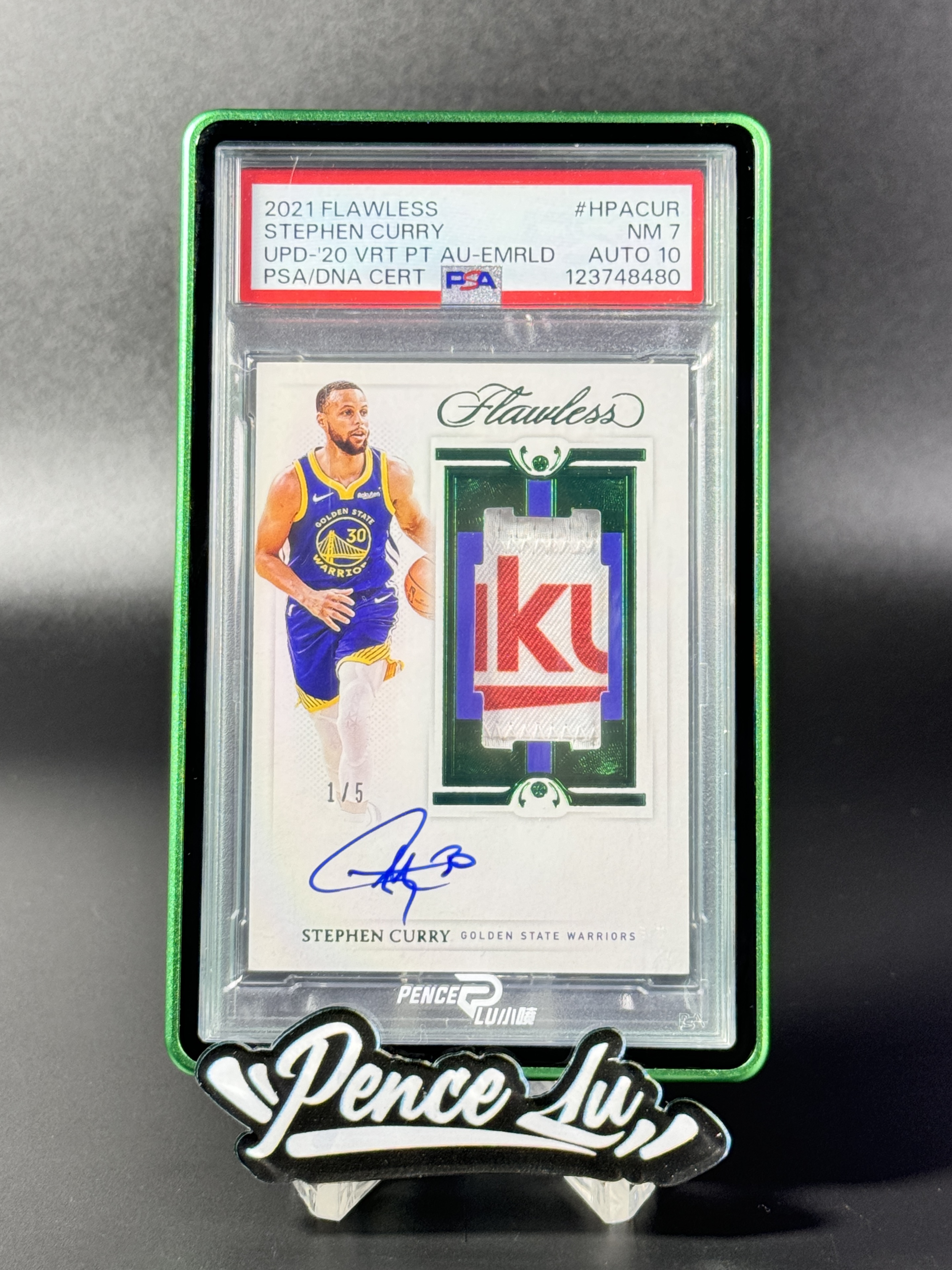 【喷子拍卖】2020-21 Flawless Stephen Curry 金州勇士 斯蒂芬 库里 patch 签字 5编 绿版 首编 最有价VPA 卡签 切赞助商logo GU落场球衣 大hit PSA7/10 POP2 送订制壳 小E