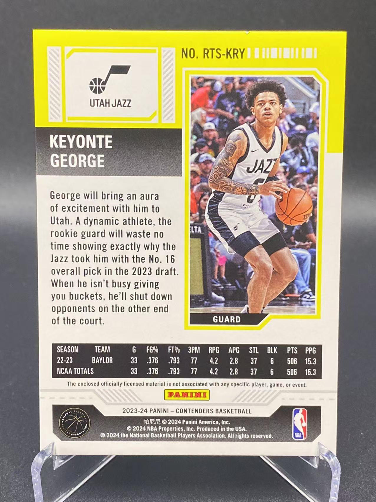 2023-24 【六六代卖 预付快速回款】 Contenders Keyonte George 乔治 爵士 球票 新秀 球衣实物 瑕疵如图(haow)