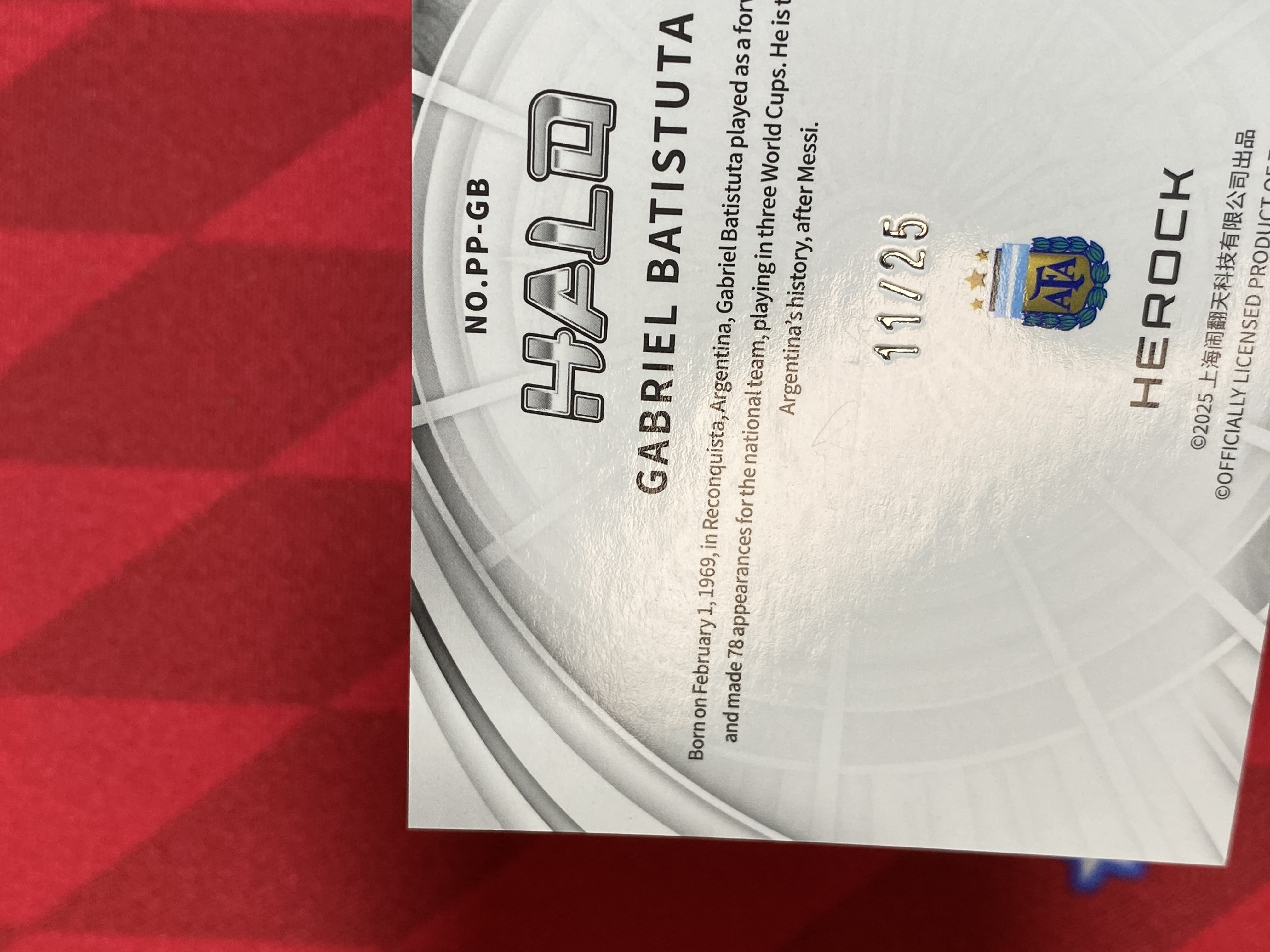 2025 Herock Halo Gabriel Batistuta 加布里埃尔 巴蒂斯图塔 阿根廷 佛罗伦萨 罗马 11/25编 阿根廷蓝白折 Past & Present 前世今生 特卡 闹翻天 阿根廷队盒 瑕疵如图【南部之星】kyx