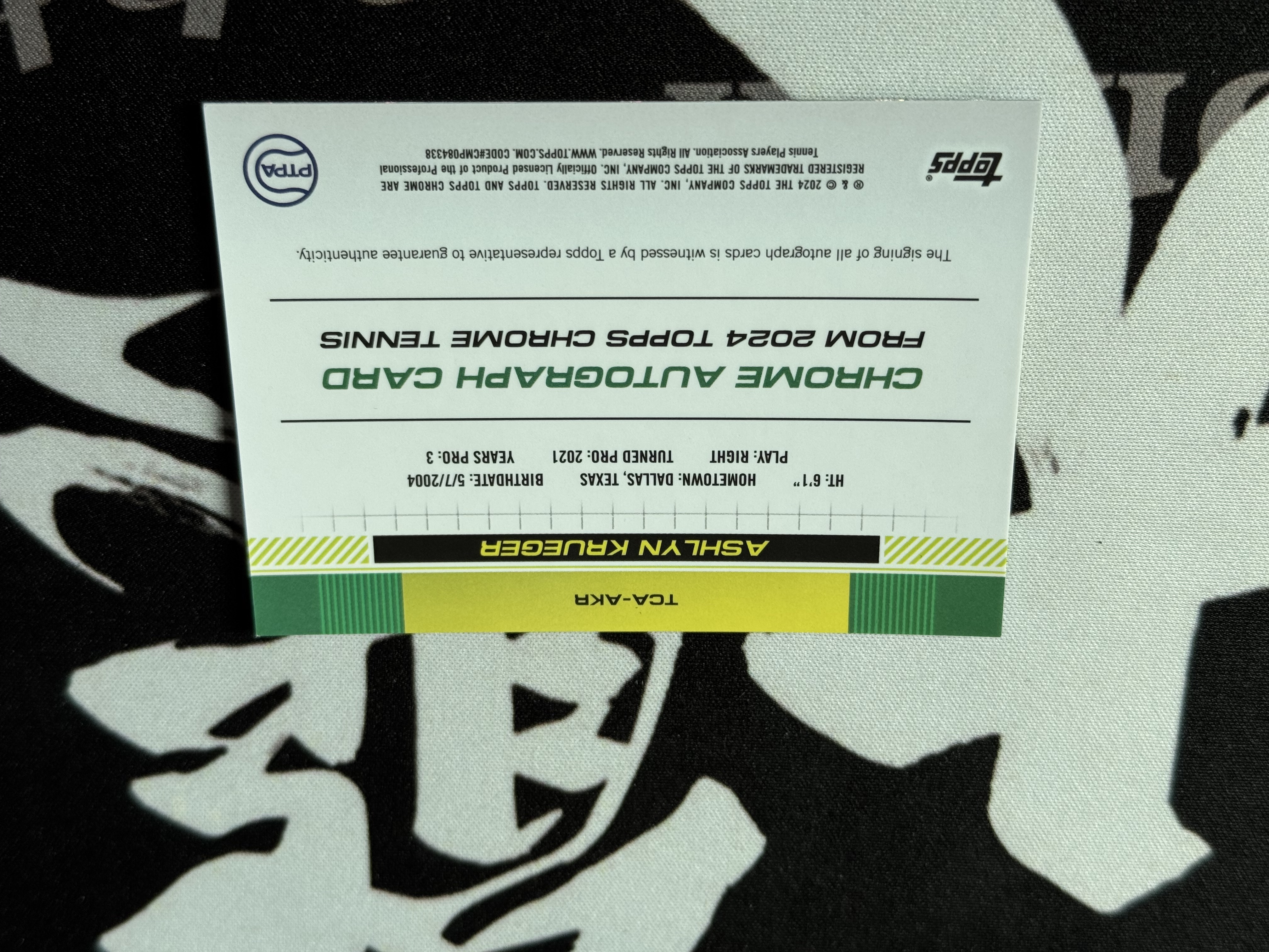 2024 Topps Chrome Ashlyn Krueger RC 【大熊球星卡店】网球 TC 蓝宝石 新秀 大阪公开赛女单冠军 阿什琳 克鲁格 蓝碎冰折 签字 碎冰签 不累计【海】