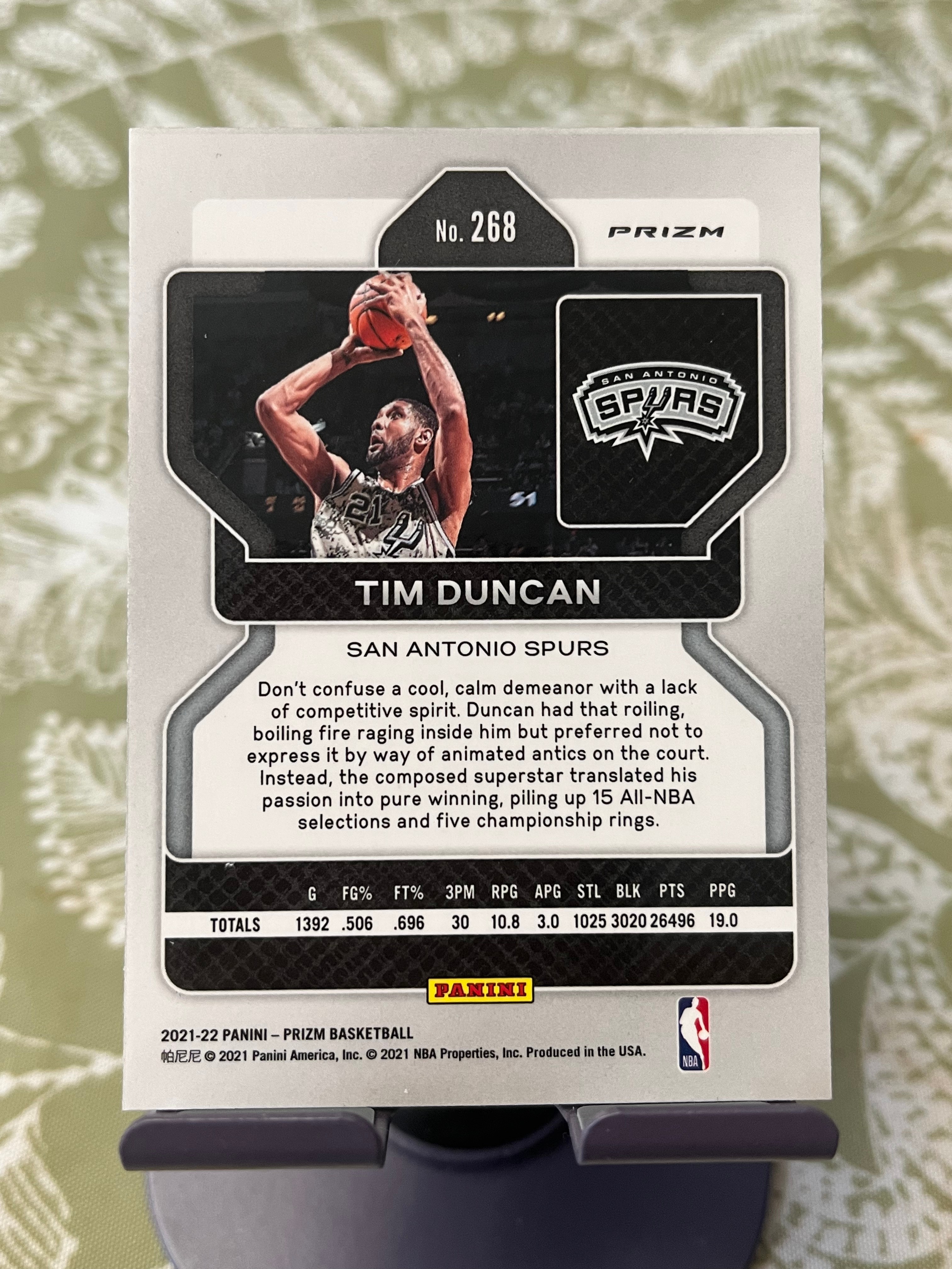 2021-22 Panini Prizm Tim Duncan 蒂姆 邓肯 石佛 马刺【折射 橙碎冰 PZ 彩虹套 凑套必备】【边角瑕疵如图 介意勿拍】#1155