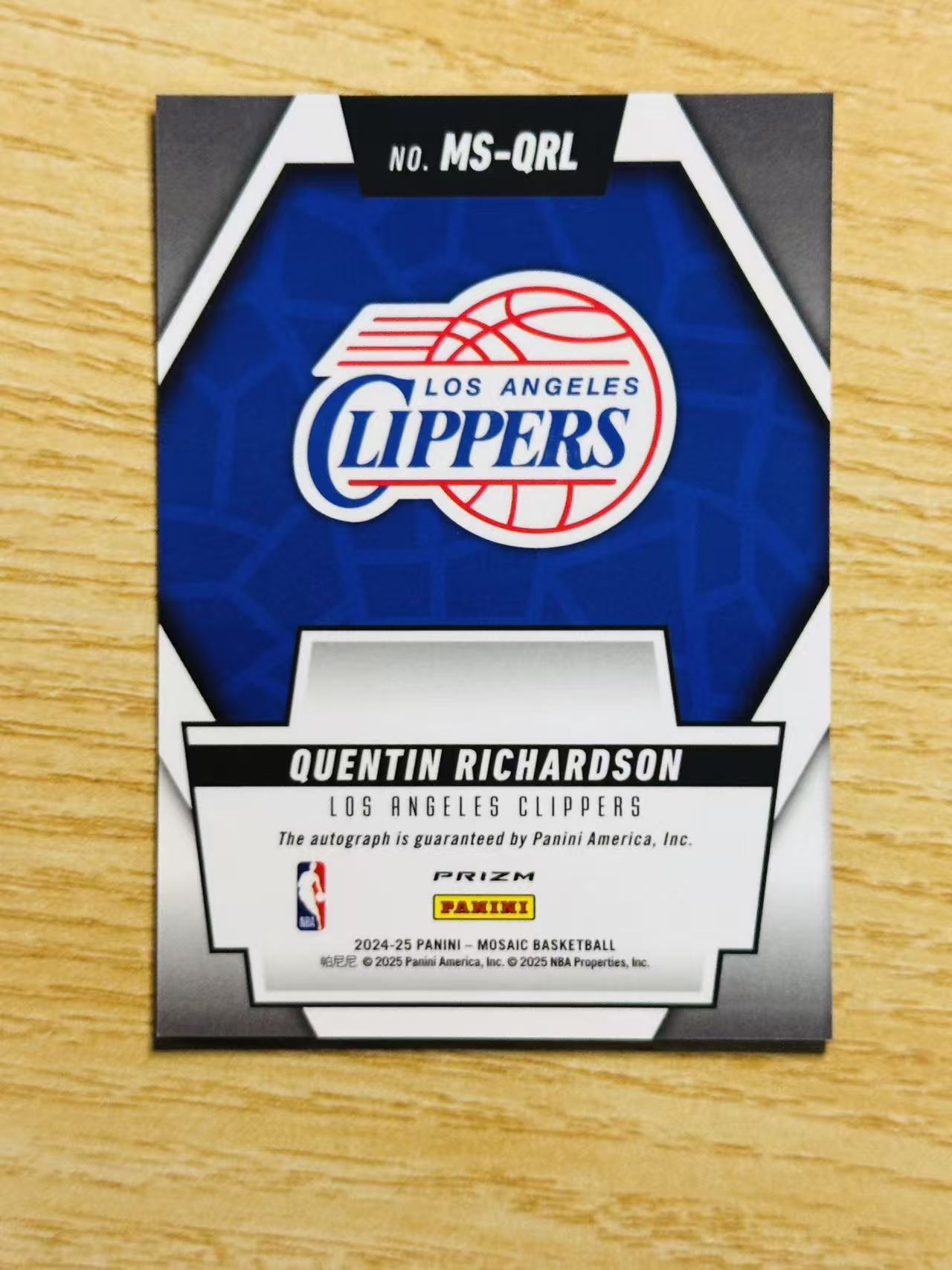 2024-25 Panini Mosaic Quentin Richardson 嘿嘿代卖 马赛克 昆汀 理查德森 签字 快船 收藏必备