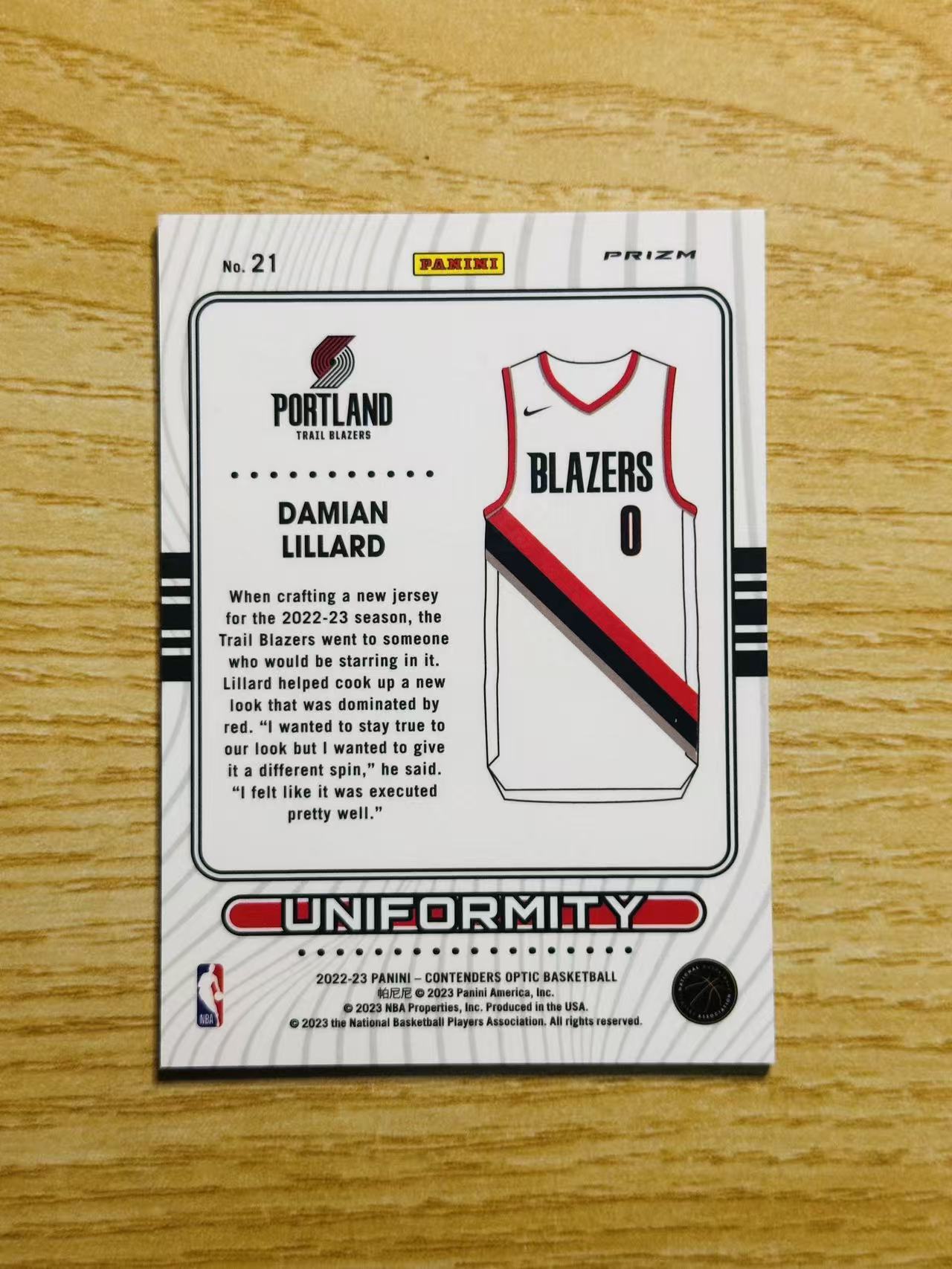 2022-23 Panini Contenders Optic Damian Lillard 嘿嘿代卖 球票 op 小背心 利拉德 银折 开拓者 收藏必备