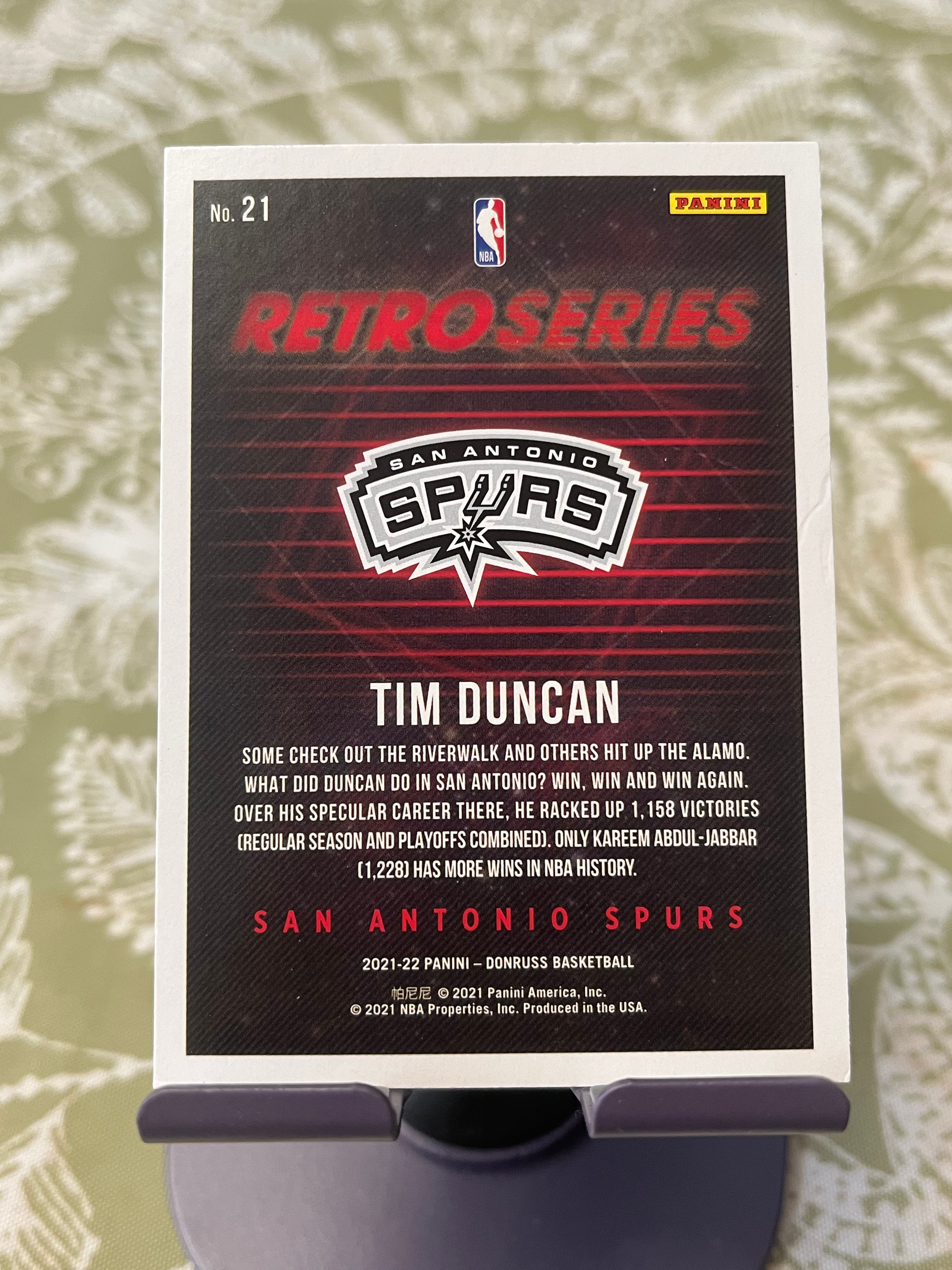 2021-22 Panini Donruss Tim Duncan 蒂姆 邓肯 石佛 马刺【RETRO SERIES 特卡 杜蕾斯系列】【边角瑕疵如图 介意勿拍】#1150