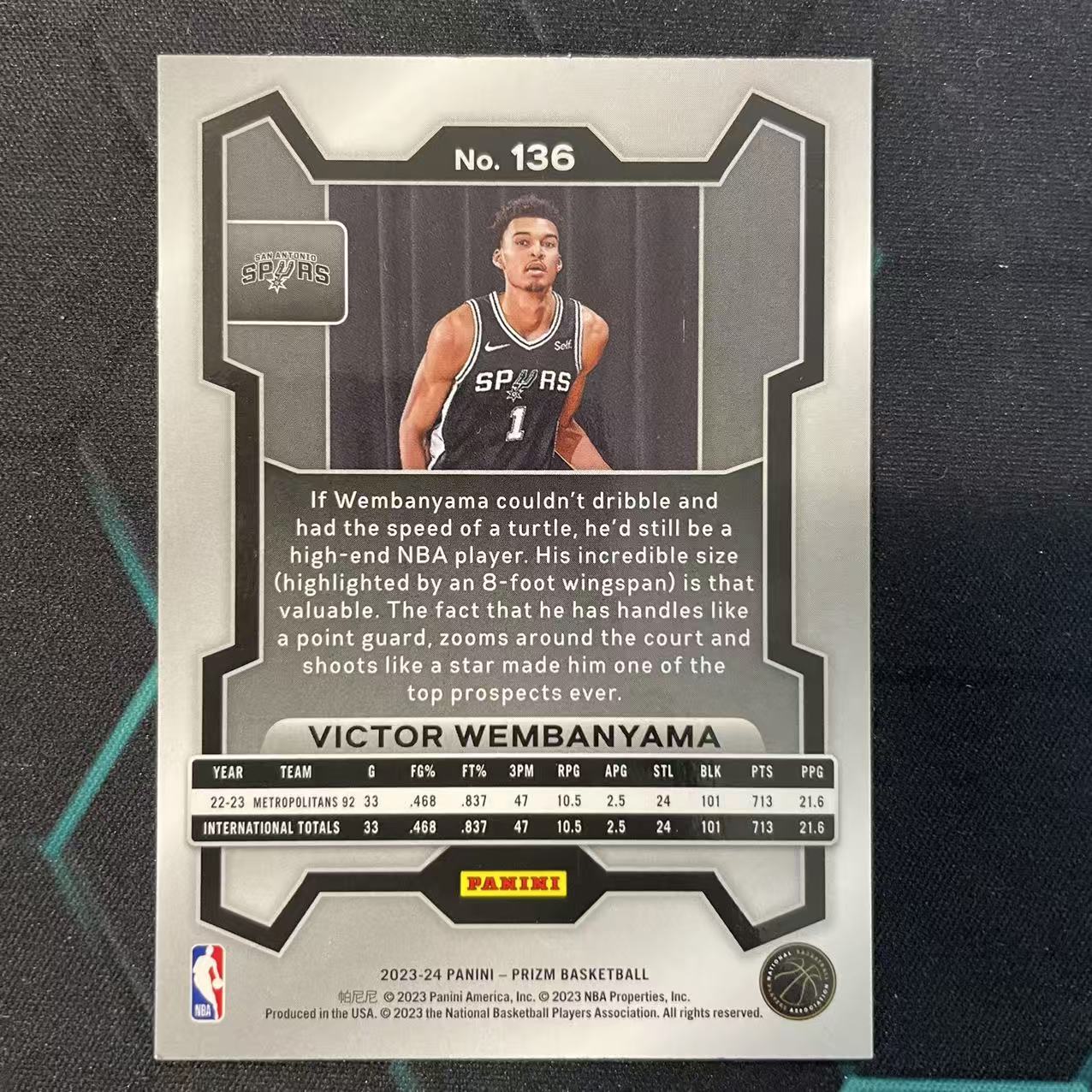 2023-24 Panini Prizm Victor Wembanyama RC 【阿福代卖】 维克托 文班亚马 马刺 新秀 状元秀 独角兽 盖帽王 新秀一阵 未来可期 收藏必备 (行行行)