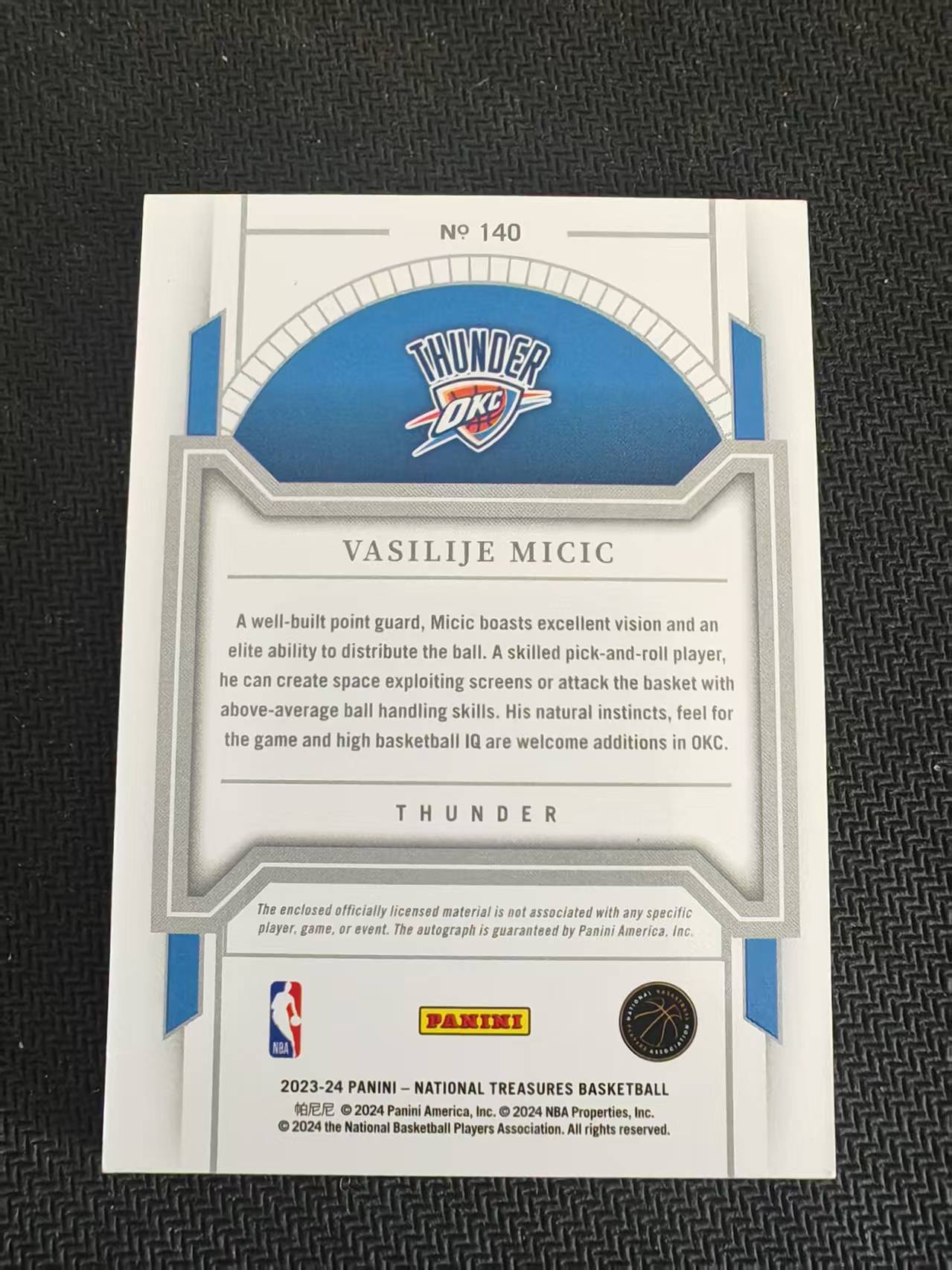 「钢炮拍卖」2023-24 Panini National Treasures VASILIJE MICIC 国宝 米齐奇 米西奇 2/3编 签字 卡签 RPA 暴力切割 钩子 勾子 G 鹏浩