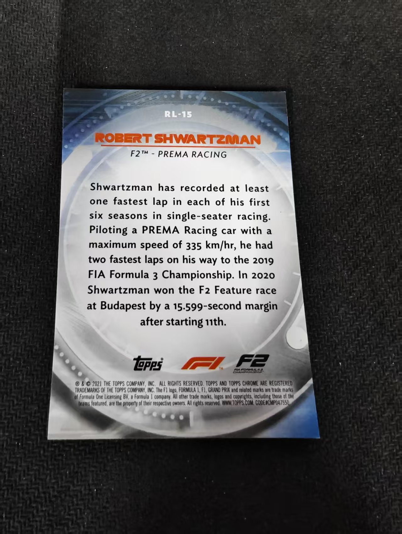 2021 Topps Chrome F1 Robert Shwartzman 罗伯特 施瓦茨曼 Red Liners 折射 银折 划痕 边角瑕疵 #15