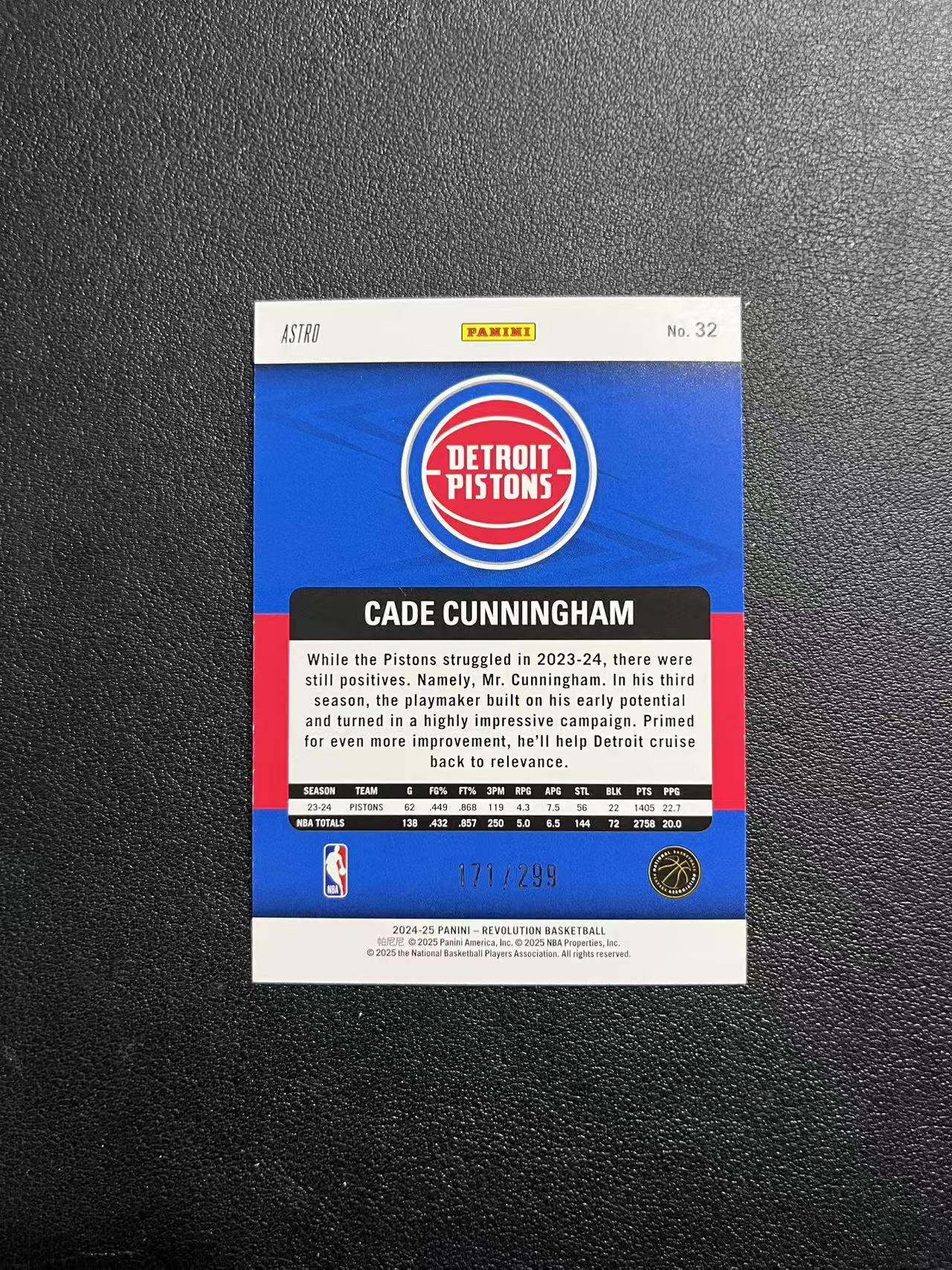 2024-25 Panini Revolution Cade Cunningham 活塞 凯德 康宁汉姆 cc 299编 星星 折射 卡品如图 龙龙龙