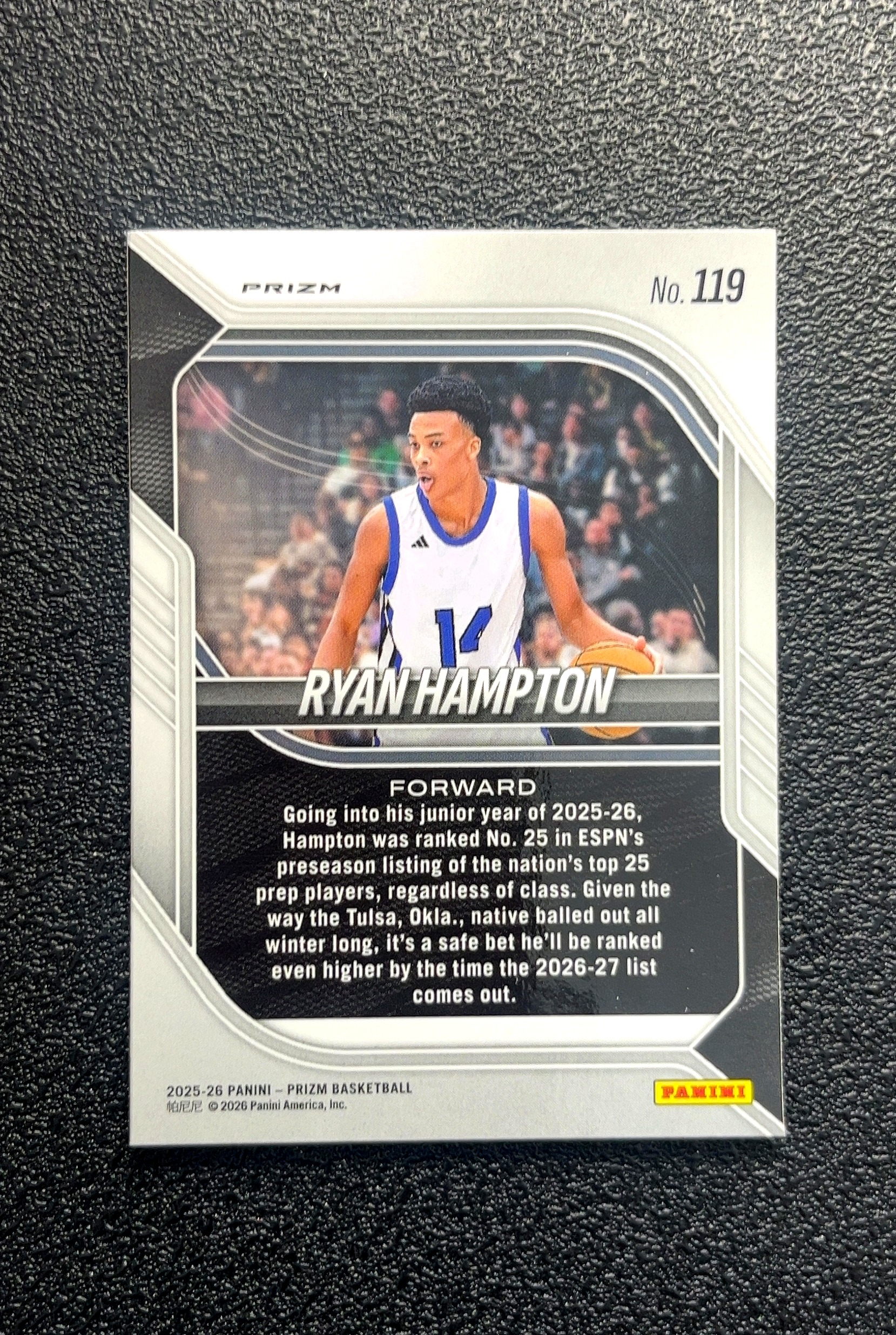 【小白1%代卖】2025-26 Panini Prizm Ryan Hampton 瑞安·汉普顿 银棱镜折 折射 卡品如图 高价值 #119 0018#166