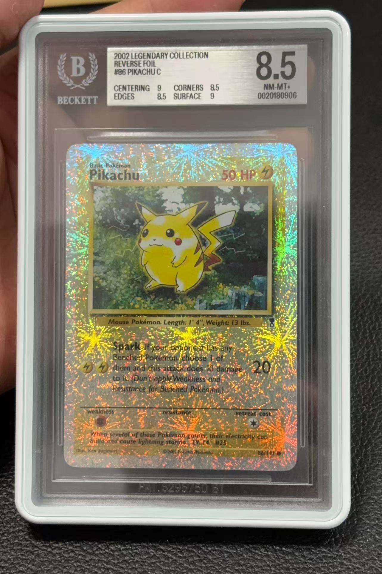 2002 Pokemon TCG LECO 皮卡丘 pikachu en PTCG 宝可梦 美版 86/110 烟花闪 超美折射 顶高 圣杯级收藏品 P8 ebay1.5W刀 BGS8.5分 DKC哥