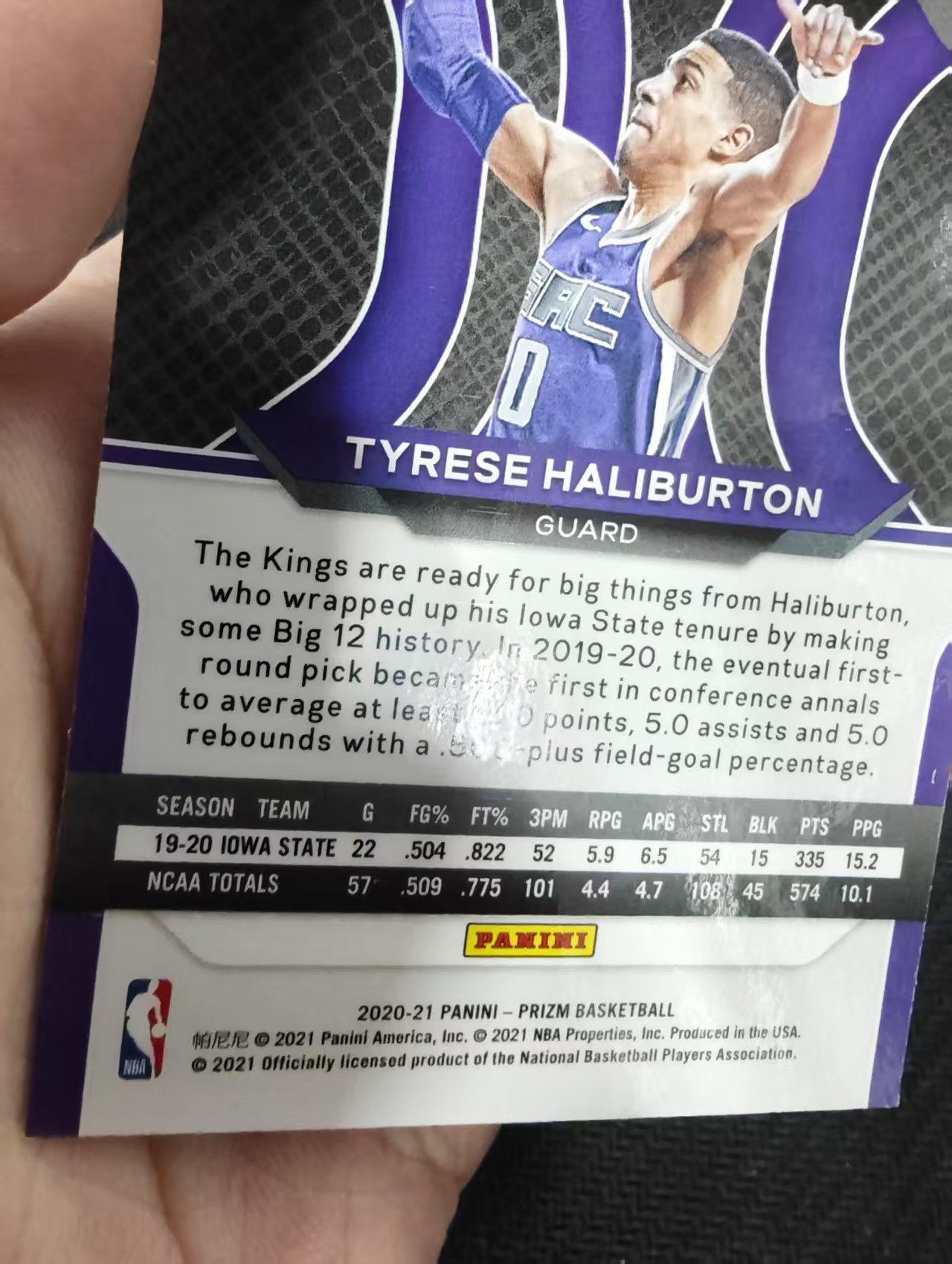 【可合并,不累计】2020-21 Panini Prizm Tyrese Haliburton 新秀RC 泰里斯 哈利伯顿 哈里伯顿 步行者 国王 正新秀 绿折 瑕疵如图