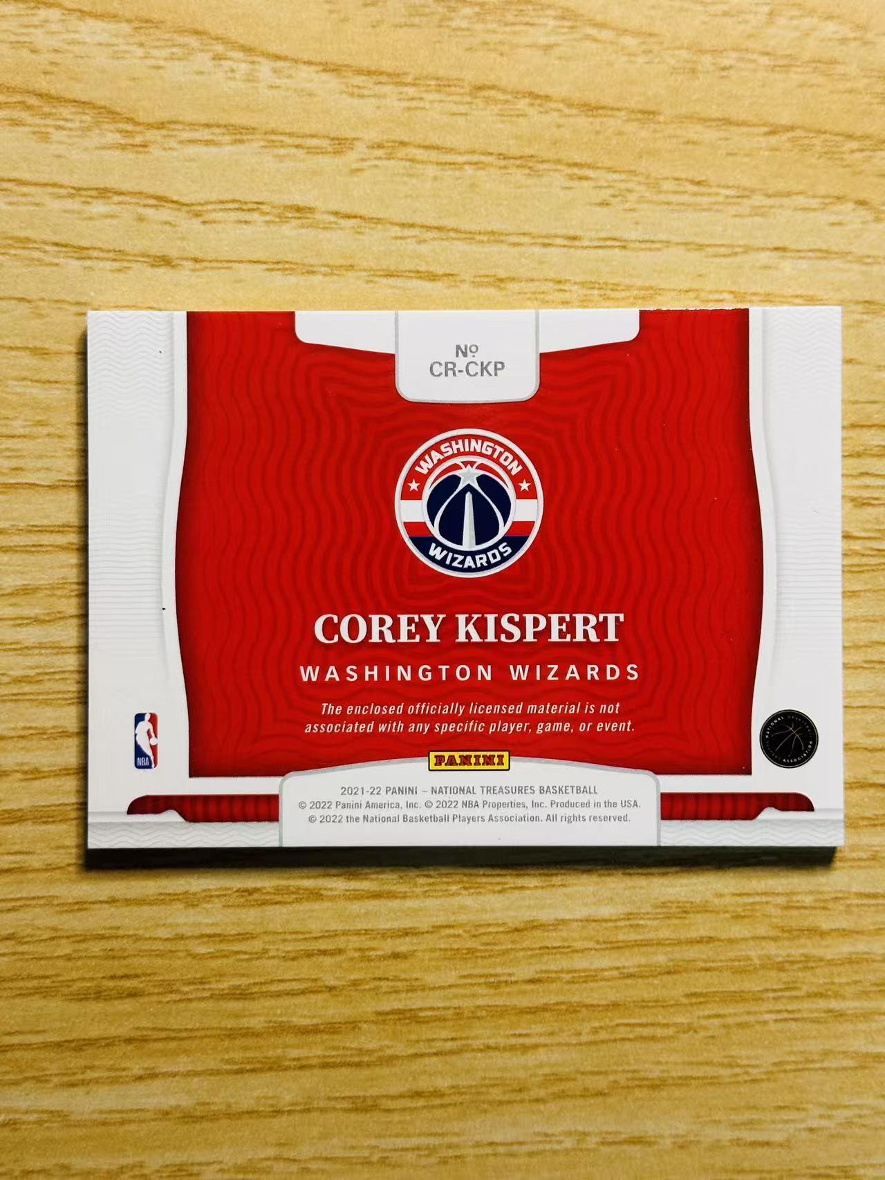 2021-22 Panini National Treasures Corey Kispert 嘿嘿代卖 国宝 基斯珀特 新秀 RC 球衣 物料 99编 奇才 实卡精美 收藏必备