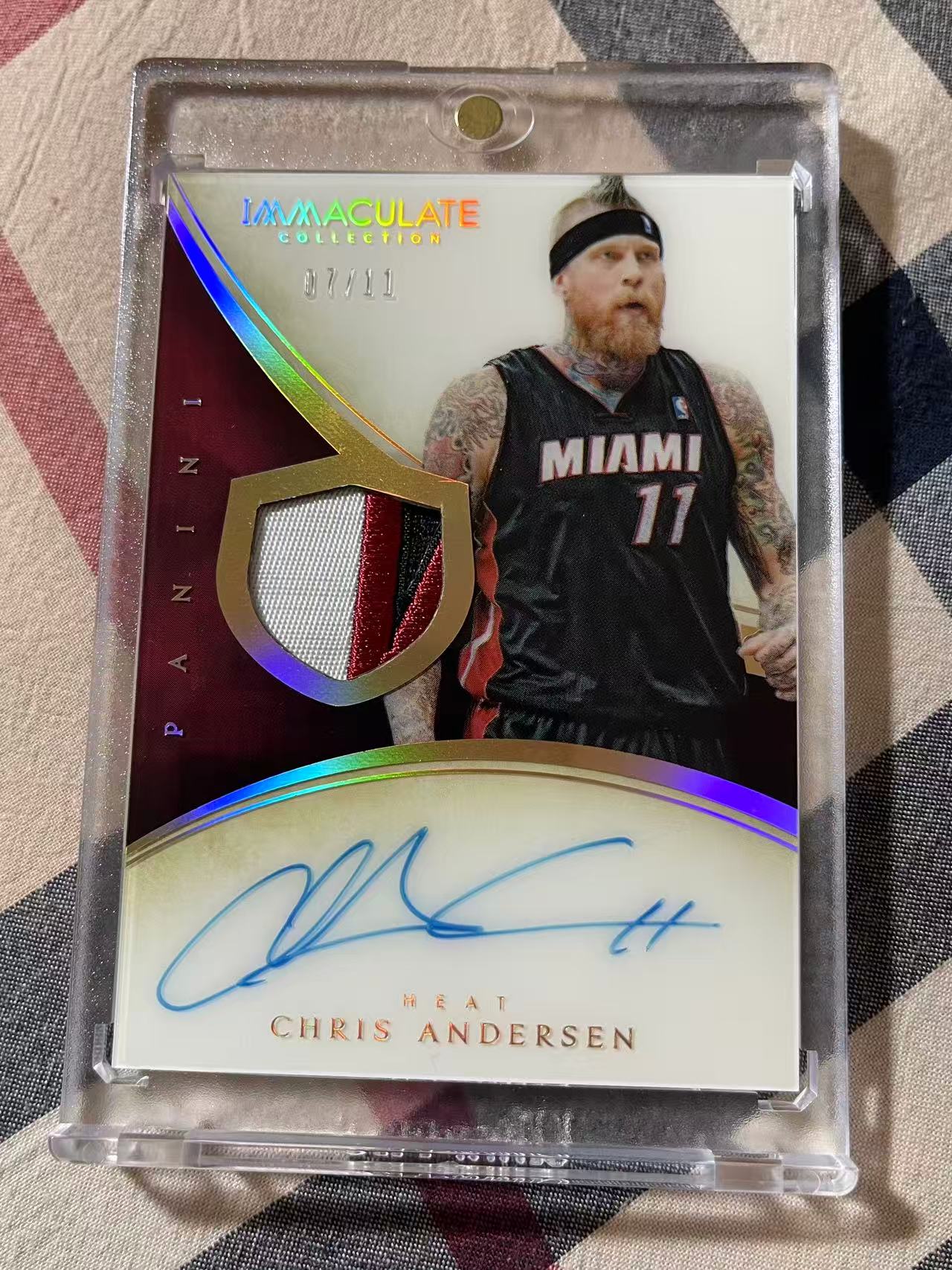 2013-14 Panini Immaculate Chris Andersen 热火 鸟人 克里斯 安德森 7/11编 生日编 镜面npa patch 卡签 签字帅气 詹姆斯韦德夺冠帮手 卡品如图
