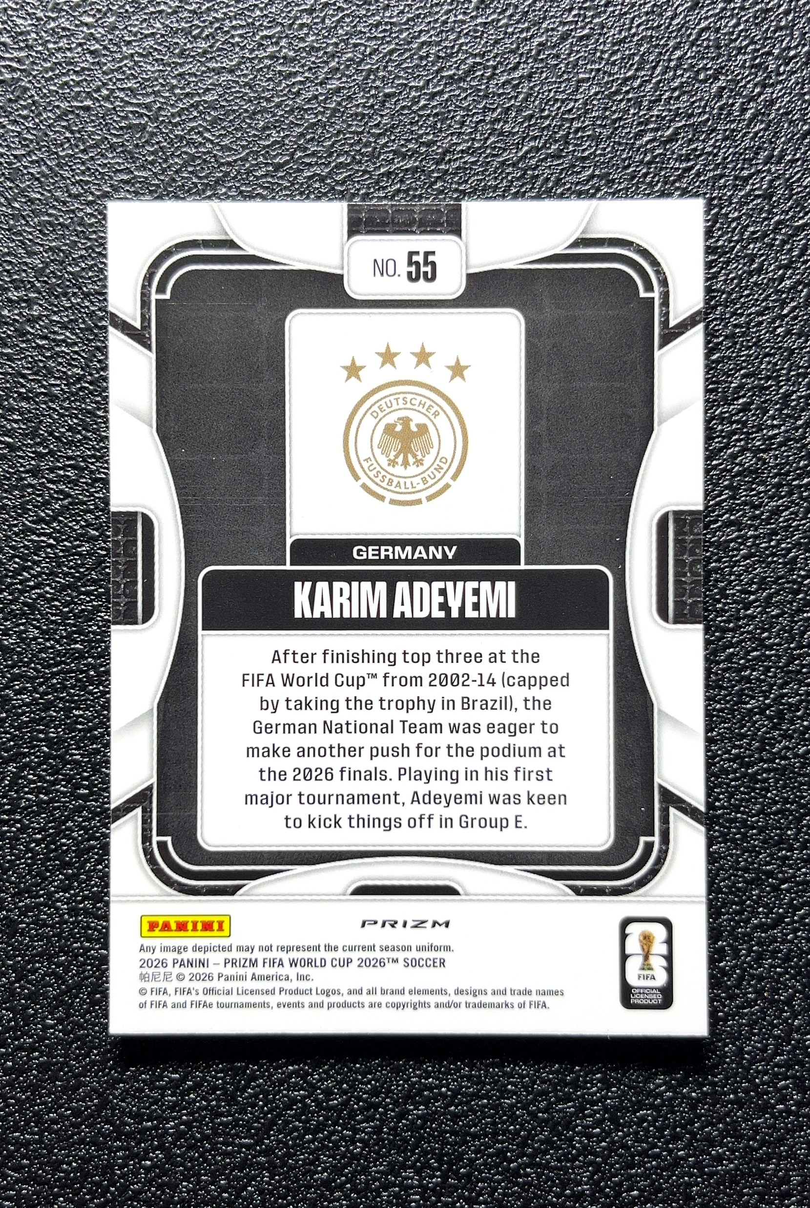 【小白1%代卖】2026 Panini Prizm Karim Adeyemi 卡里姆·阿德耶米 卡品如图 高价值 #55 Germany 德国 0809