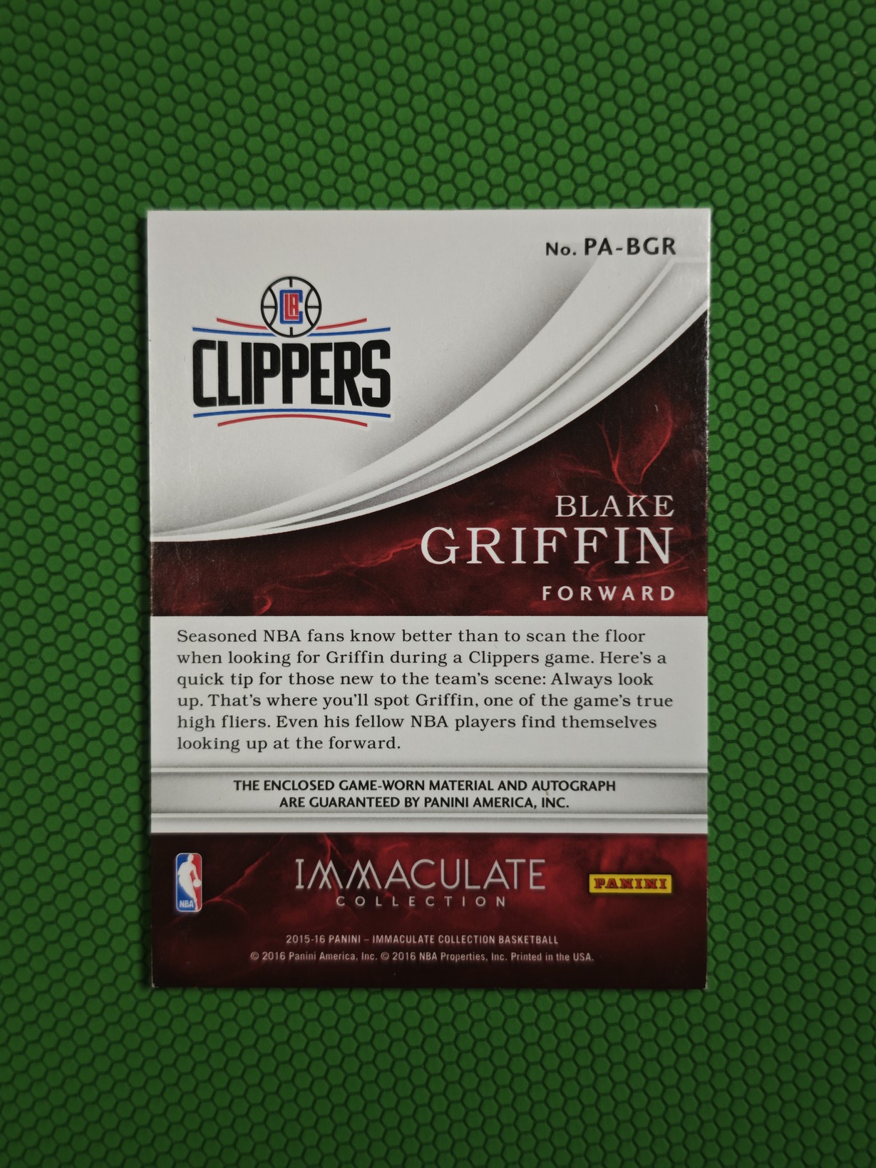 2015-16 Panini Immaculate Blake Griffin 快船 布雷克格里芬 白魔兽 32编NPA 镜面卡签 签了背号 只出了3年 瑕疵如图 介意勿拍