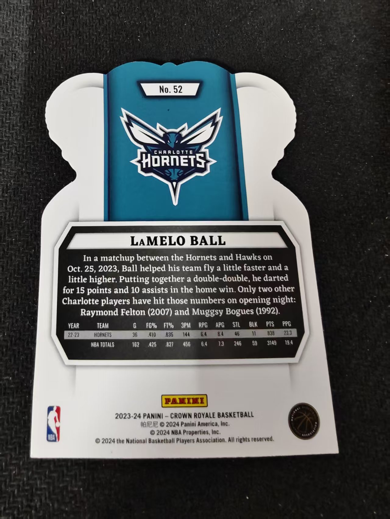 2023-24 panini Crown Royale LAMELO BALL 拉梅洛 鲍尔 三球 黄蜂 皇冠 异形 划痕 边角瑕疵 #52