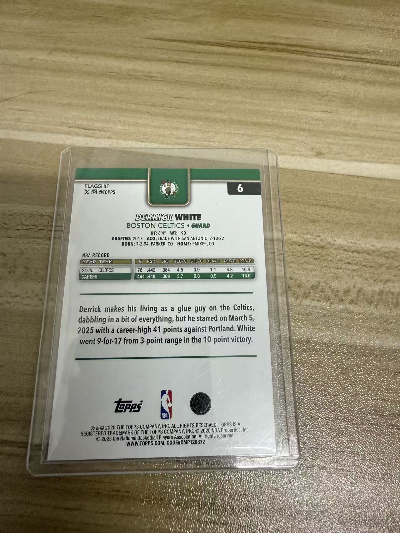 2025 Topps topps Derrick White 德里克 怀特 2025编 铜橙平行 彩虹套必备 凯尔特人 只发默认请看描述【KK】