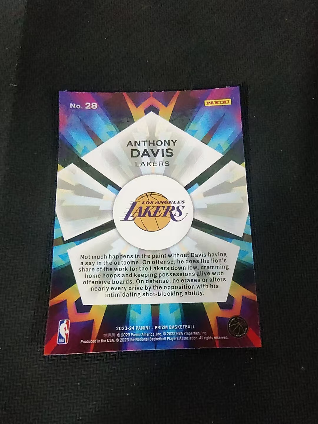 【可合并,不累计】2023-24 Panini Prizm Anthony Davis 湖人 安东尼 戴维斯 浓眉 万花筒特卡 PZ 划痕 边角微瑕 介意勿拍 #28
