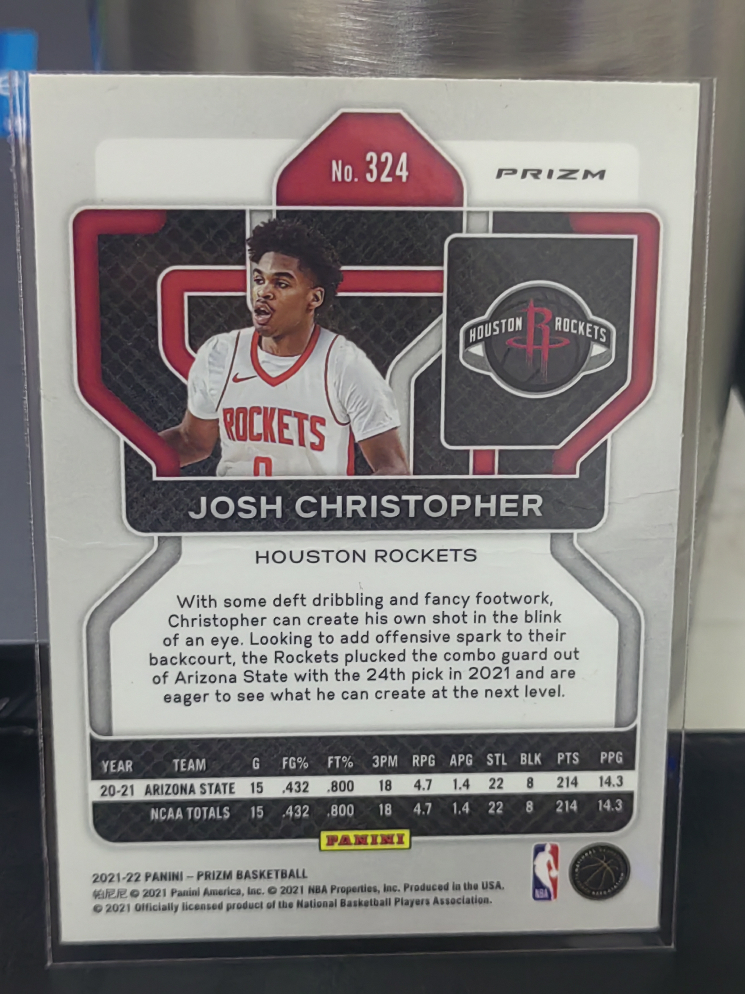 2021-22 Panini Prizm Josh Christopher RC PZ 三色折 新秀 约什 克里斯托弗 火箭 篮 白边白角 不保卡品 卡品如图