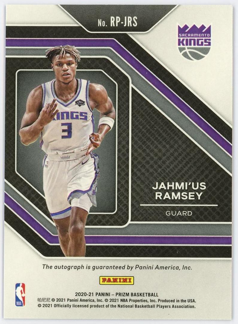 2020-21 Panini Prizm Jahmi'us Ramsey RC 热迈尔斯拉姆希 新秀 pz 签字 Penmanship 国王 卡品如图 0YQ3/11.16