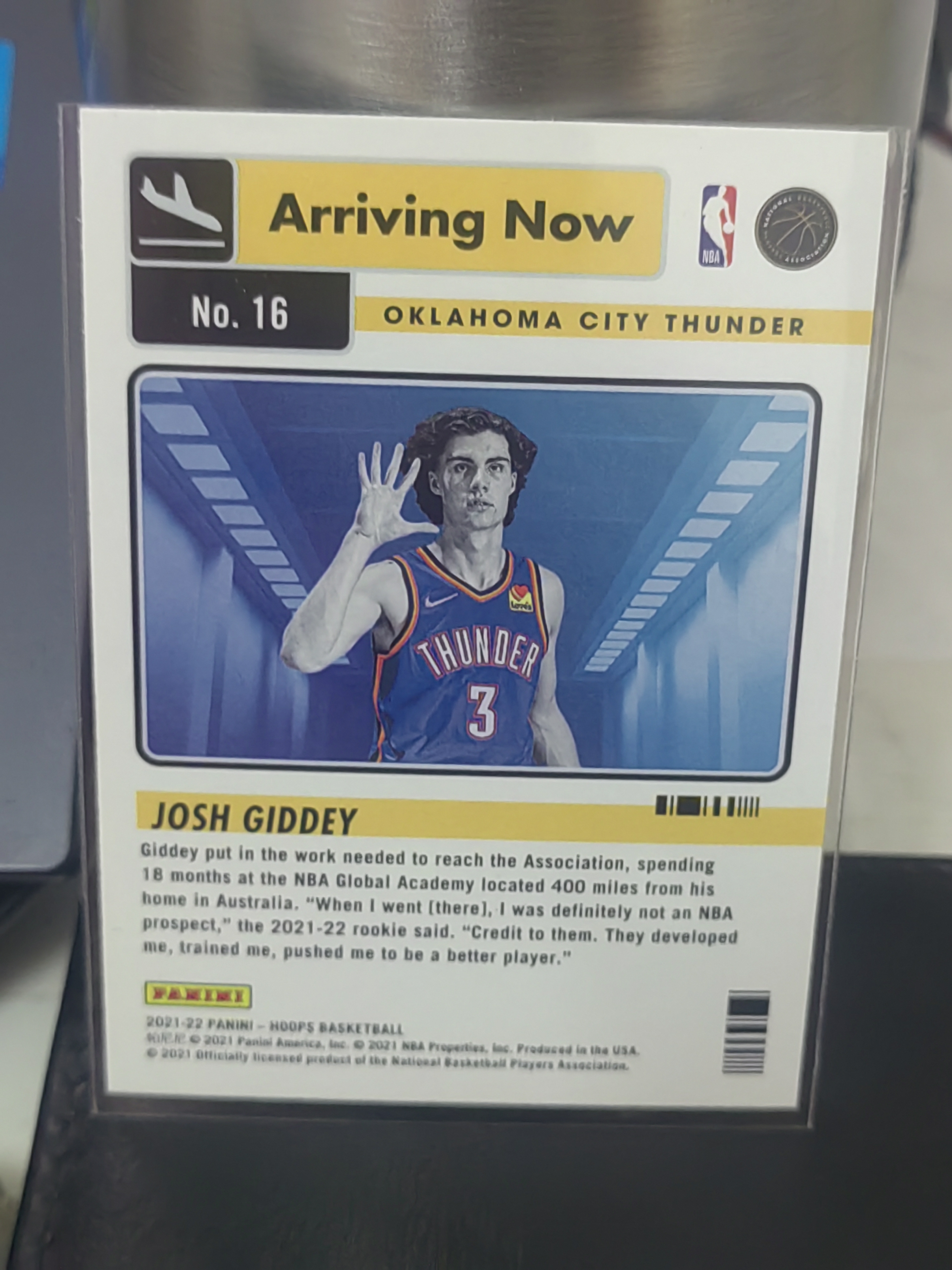 2021-22 Panini NBA Hoops Josh Giddey RC Hoops 约什吉迪 雷霆 公牛 新秀 机场 到达 特卡 篮 白边白角 不保卡品 卡品如图