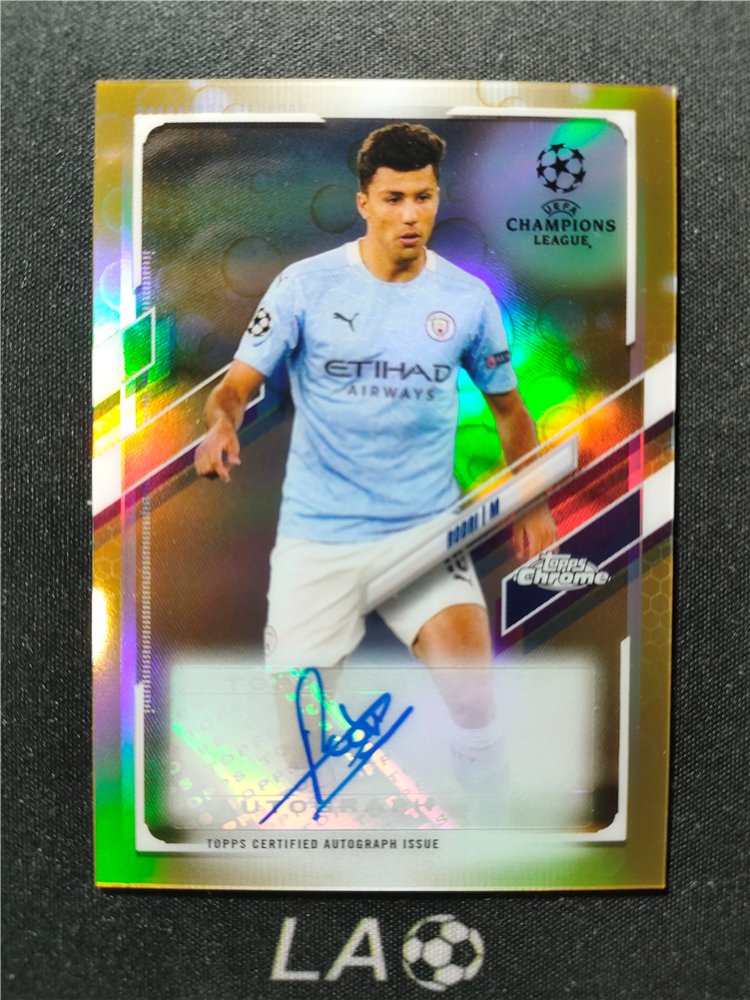 【LA足球】2021 Topps Chrome 欧冠 RODRI 罗德里 曼城 西班牙 欧冠决赛MVP 一锤定音 大比例 金泡泡折 签字卡