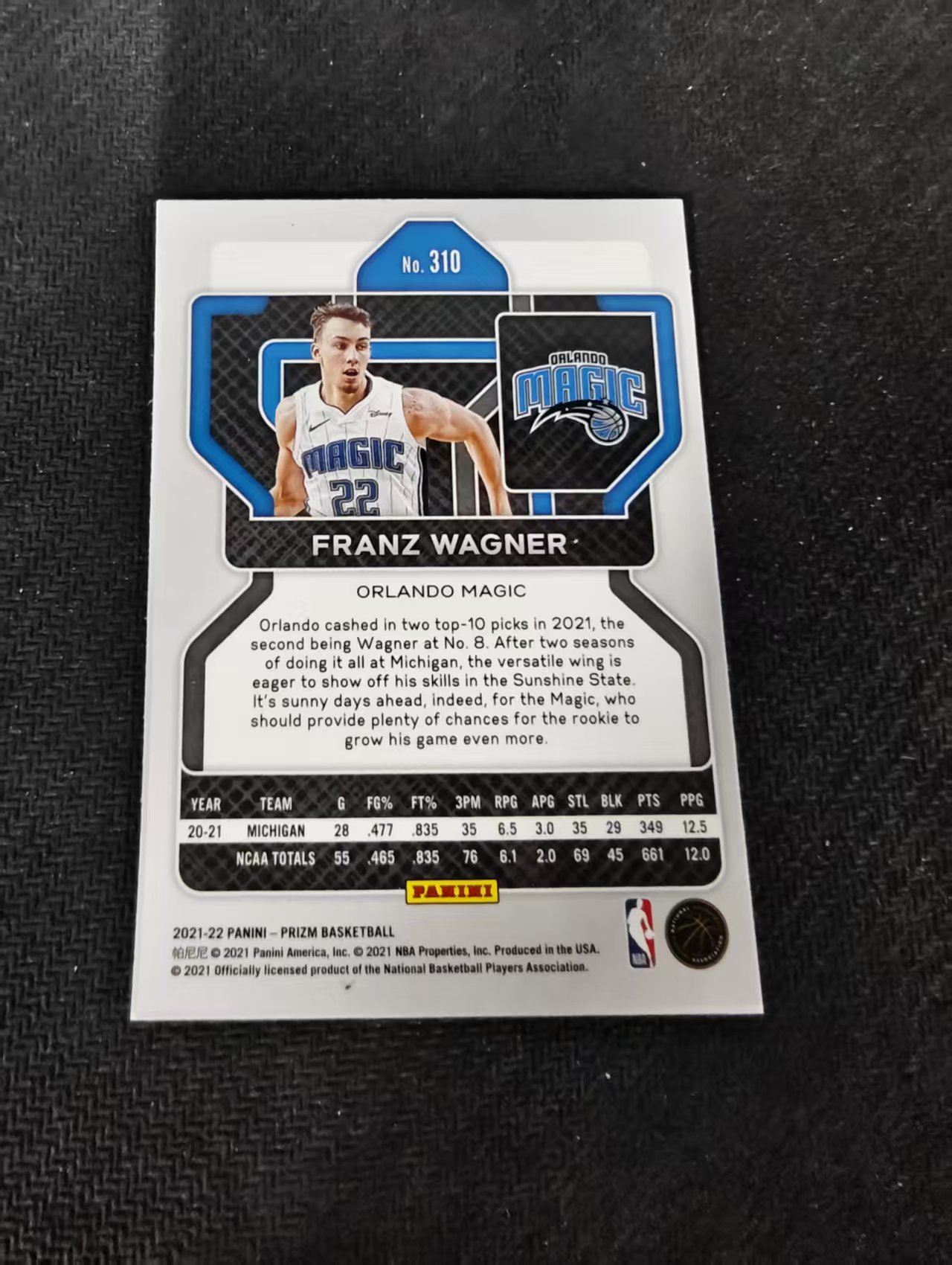 【可合并,不累计】2021-22 Panini Prizm Franz Wagner RC PZ 新秀 弗朗茨 瓦格纳 魔术 pz 划痕 边角瑕疵 #310