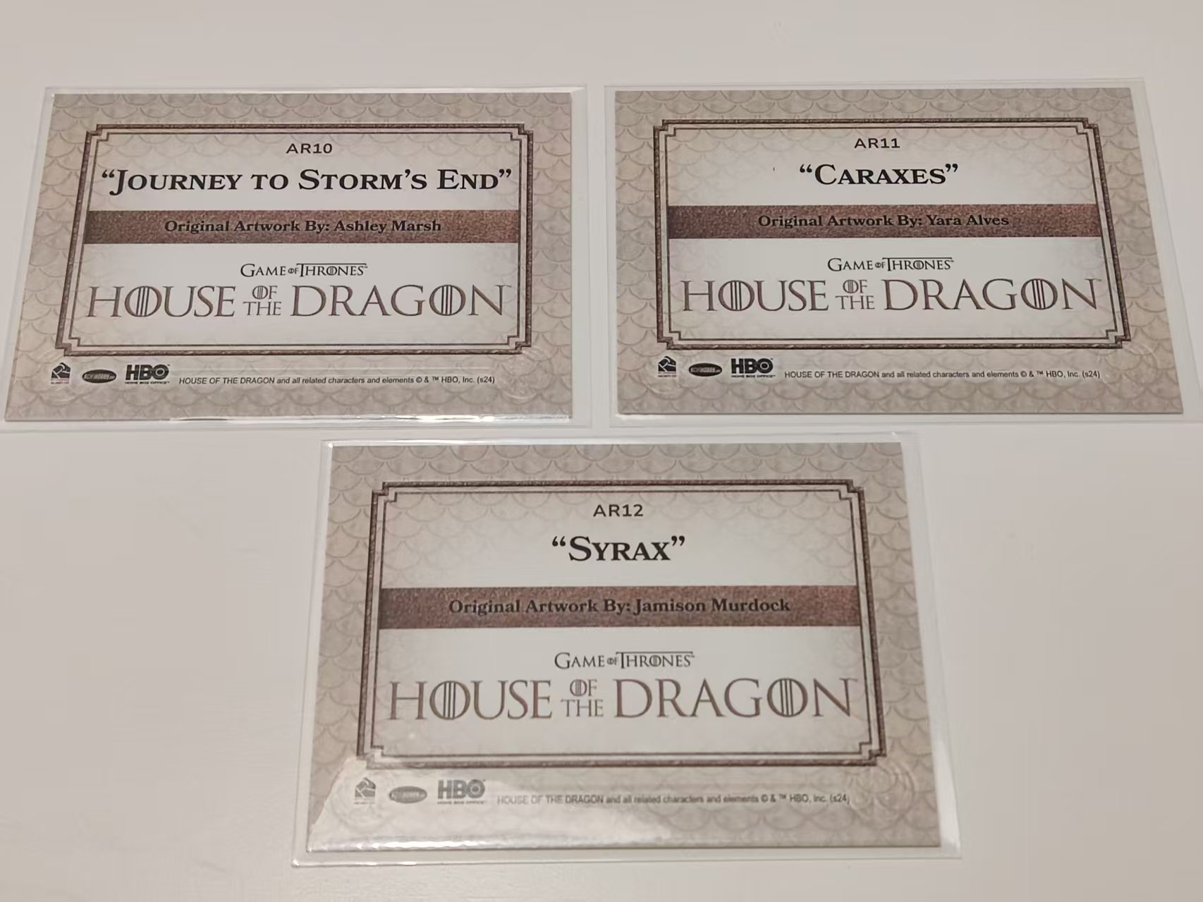 2024 Rittenhouse HOUSE OF THE DRAGON 龙之家族 权力的游戏 艺术家手绘风 特卡 AR10 AR11 AR12 3张lot 收藏凑套必备