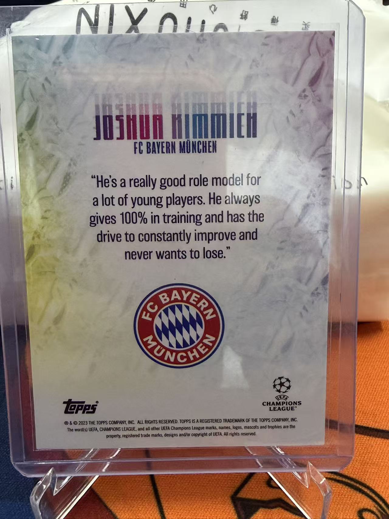 2023 Topps UEFA Champions League Joshua Kimmich 欧冠 约书亚 基米希 拜仁慕尼黑 贴签 75/99编 卡固官方代卖 Gordon