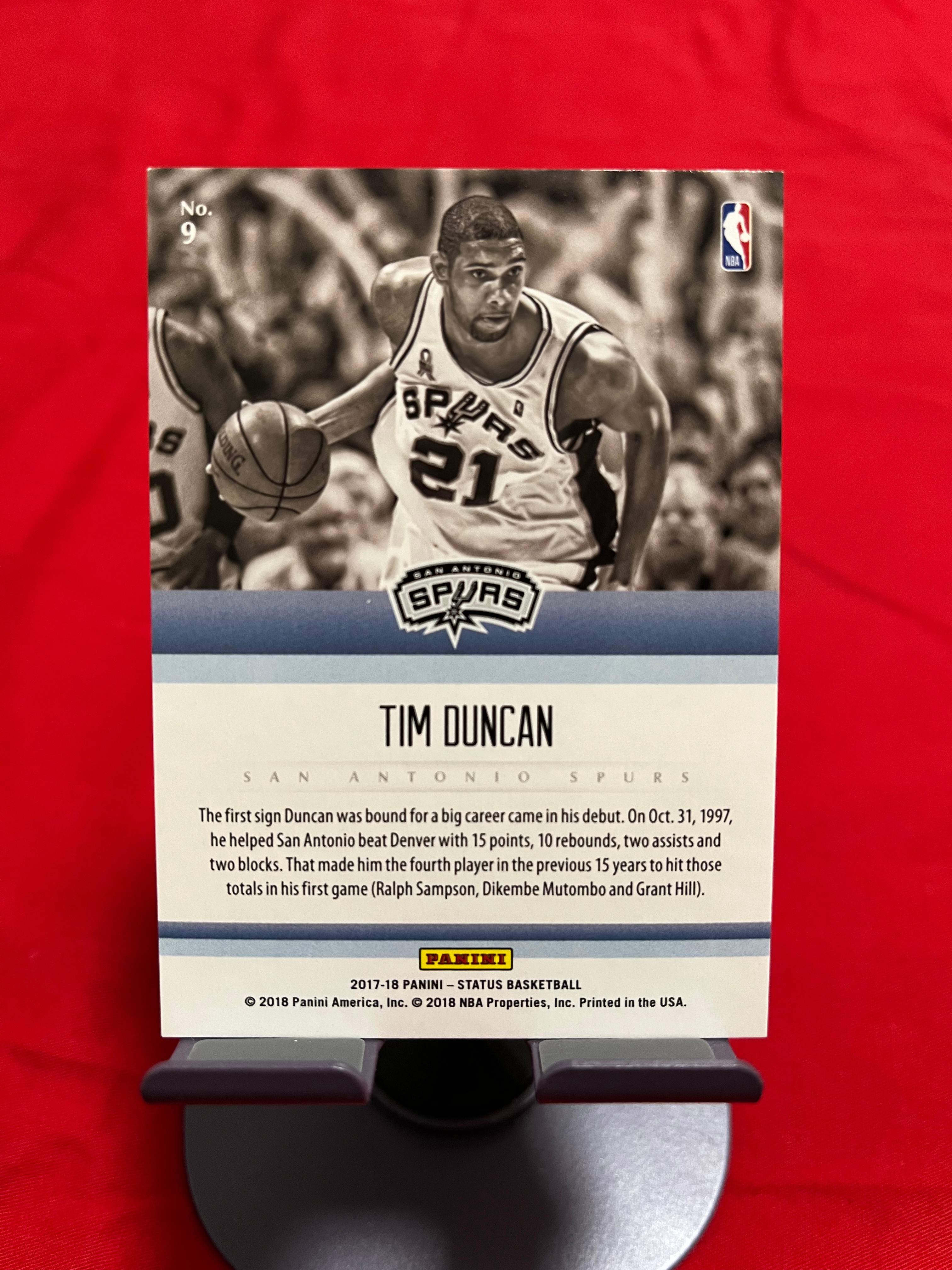 2017-18 Panini Status Tim Duncan 蒂姆 邓肯 石佛 马刺【带编 047/199 折射 设计经典 SYMBOLS】【边角瑕疵如图 介意勿拍】#1133