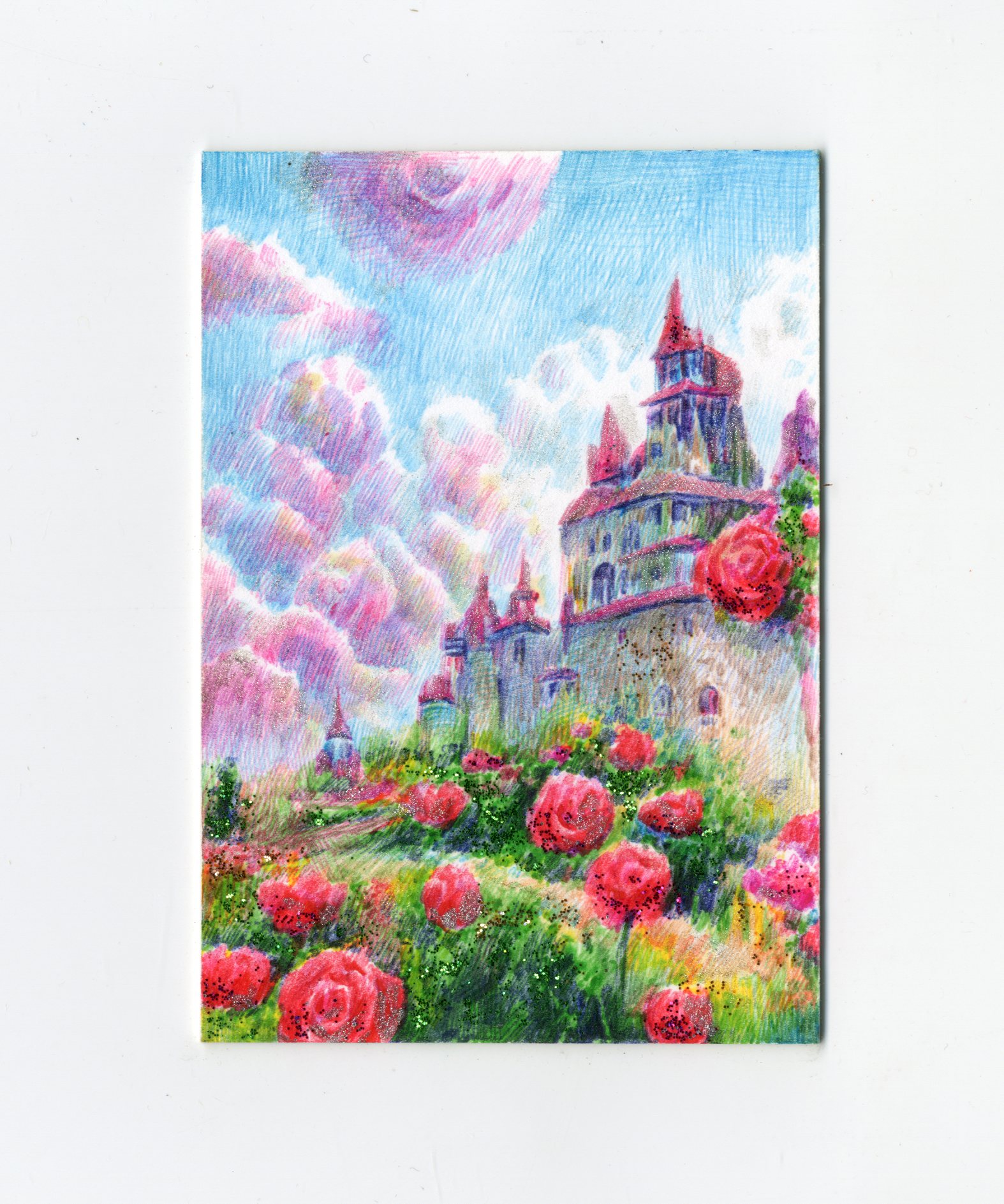 【Jackie杰基拍卖】HIT ONE工作室 圆珠笔画 梦幻城堡 手绘卡 1/1 画师: 寒冰(灯塔)