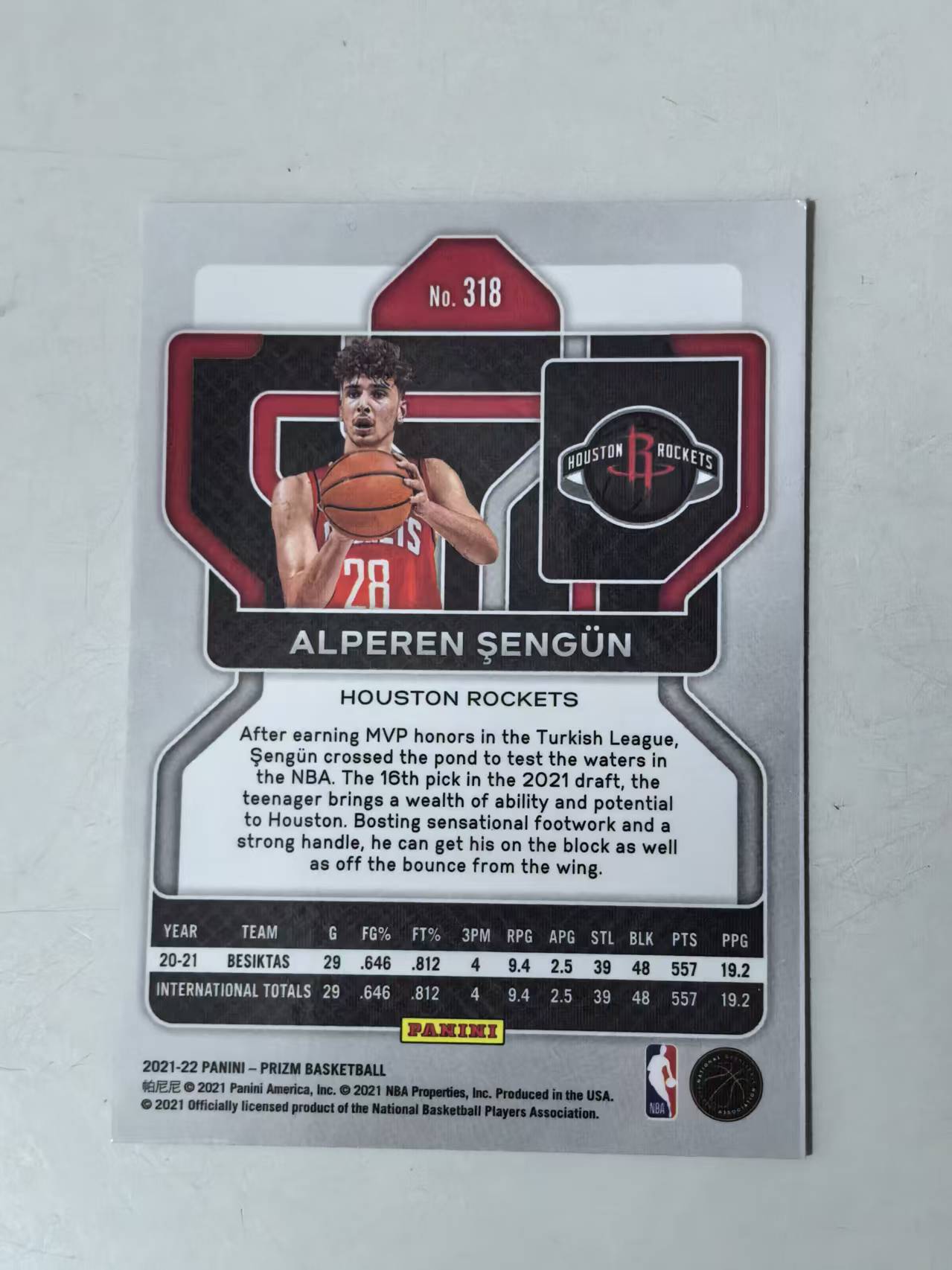 2021-22 Panini Prizm Alperen Sengun RC #318 新秀 火箭 PZ base 【黑魔苏】