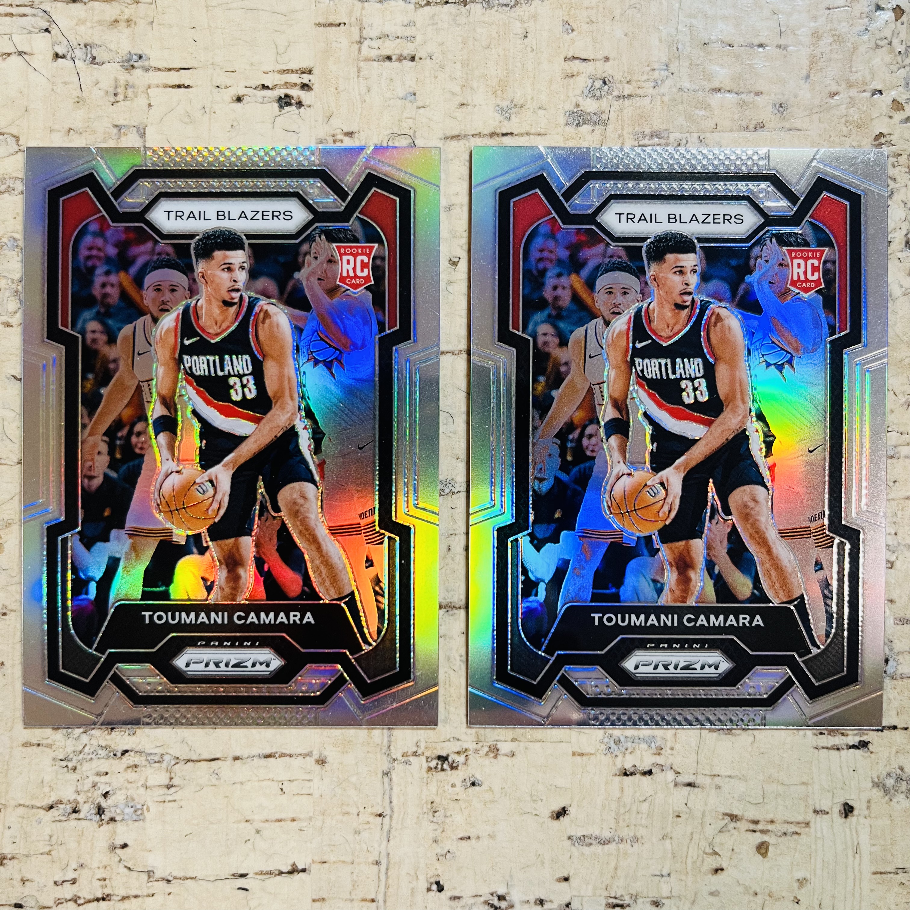 2023-24 Panini Prizm Toumani Camara RC 新秀 开拓者 卡马拉 正银折 银折射 2张打包 第2组 稀有折射 凑彩虹必备【小卡迷拍卖 可累积半年】