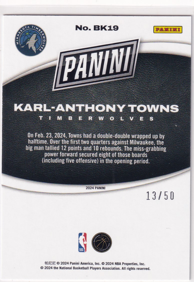 【thebighit】不累计大乔克.2023-24 Panini Black Friday 黑五 卡尔 安东尼 唐斯 /50编