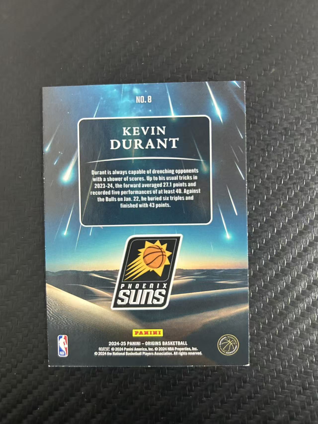 2024-25 Panini Origins Kevin Durant #8【灯灯拍卡】 起源 太阳 死神 凯文 杜兰特 15/25编 低编 突破 31000分 超级巨星 收藏必备【LSY】