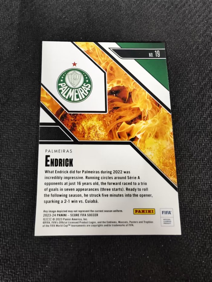 【可合并,不累计】2023-24 Panini Score Endrick 恩德里克 帕尔梅拉斯 RC新秀 FIFA 特卡 划痕 边角瑕疵 #19
