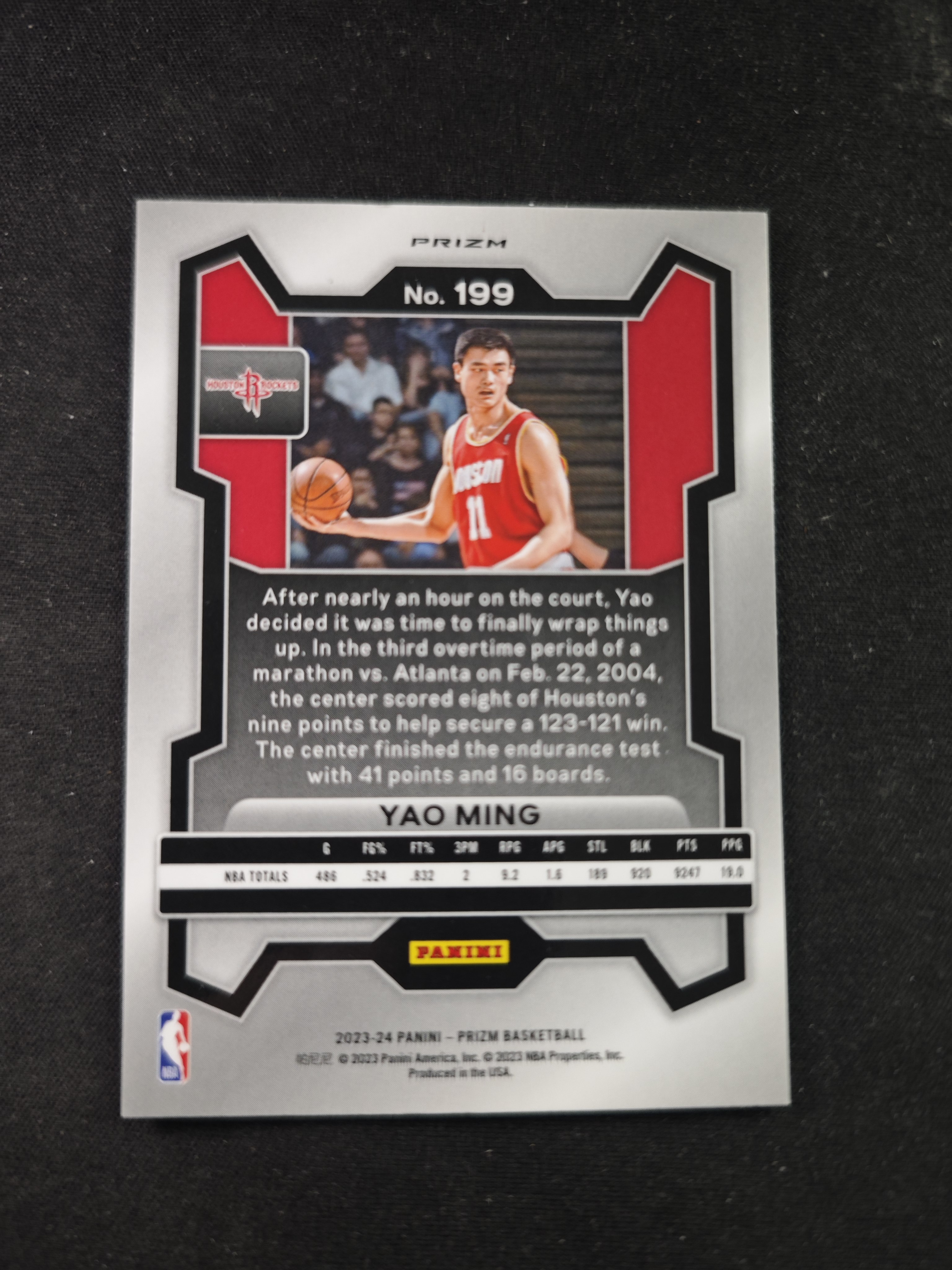 【蛤蟆特卖】姚明 姚主席 小巨人 2023-24 PANINI PRIZM系列 红色碎冰折射 经典设计 超级漂亮 稀有好卡 卡品如图 专收必备!