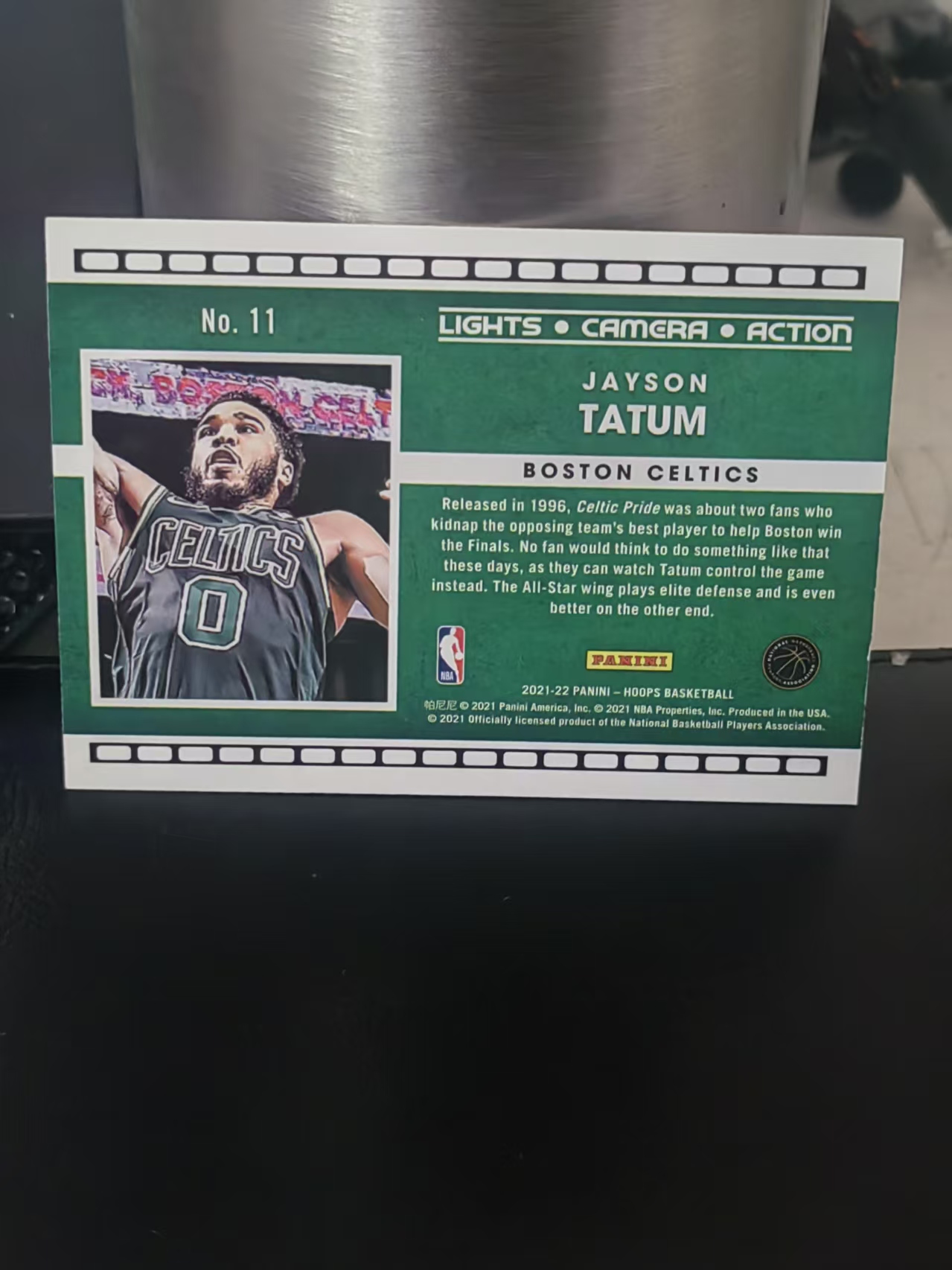 2021-22 Panini Hoops Jayson Tatum Hoops 银标 杰森 塔图姆 凯尔特人 横板 LIGHTS CAMERA ACTION 第三张 篮 白边白角 不保卡品 卡品如图