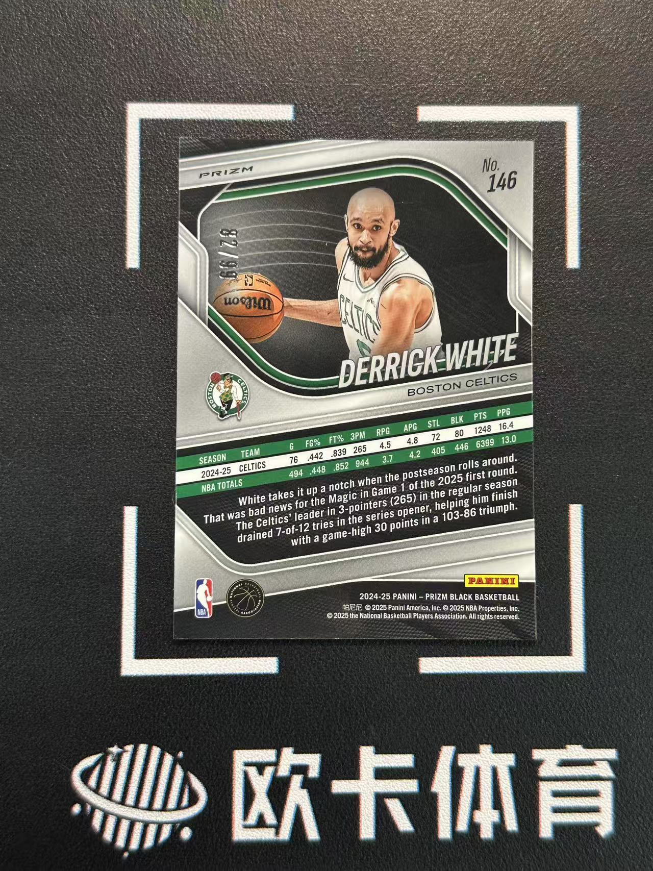 2024-25 Panini Prizm Black Derrick White 【欧卡体育】pz 德里克 怀特 99编 紫折 凯尔特人 卡品如图(YDD)