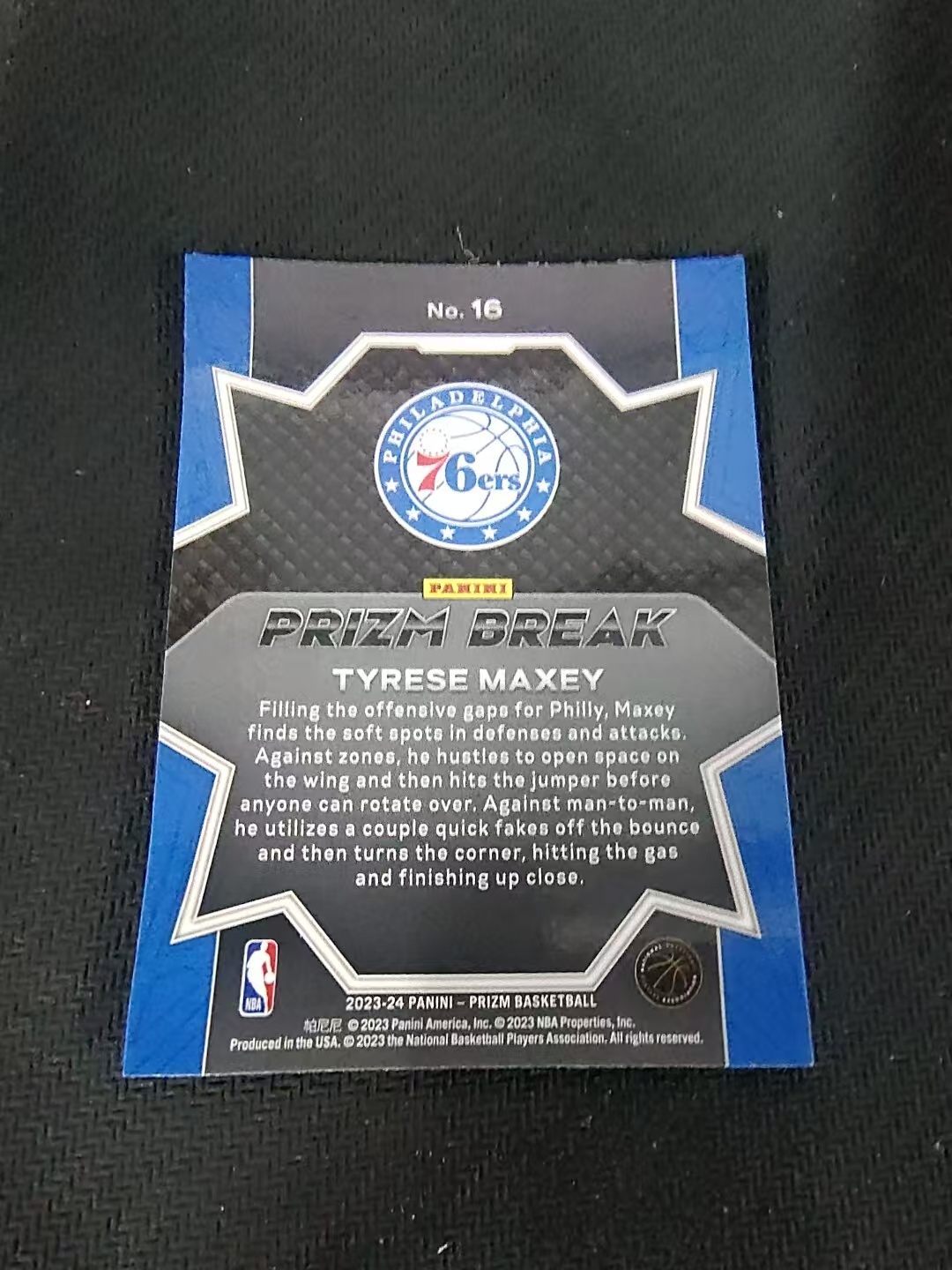 【可合并,不累计】2023-24 Panini Prizm Tyrese Maxey 泰雷塞 马克西 76人 break特卡 PZ 划痕 边角微瑕 介意勿拍 #16