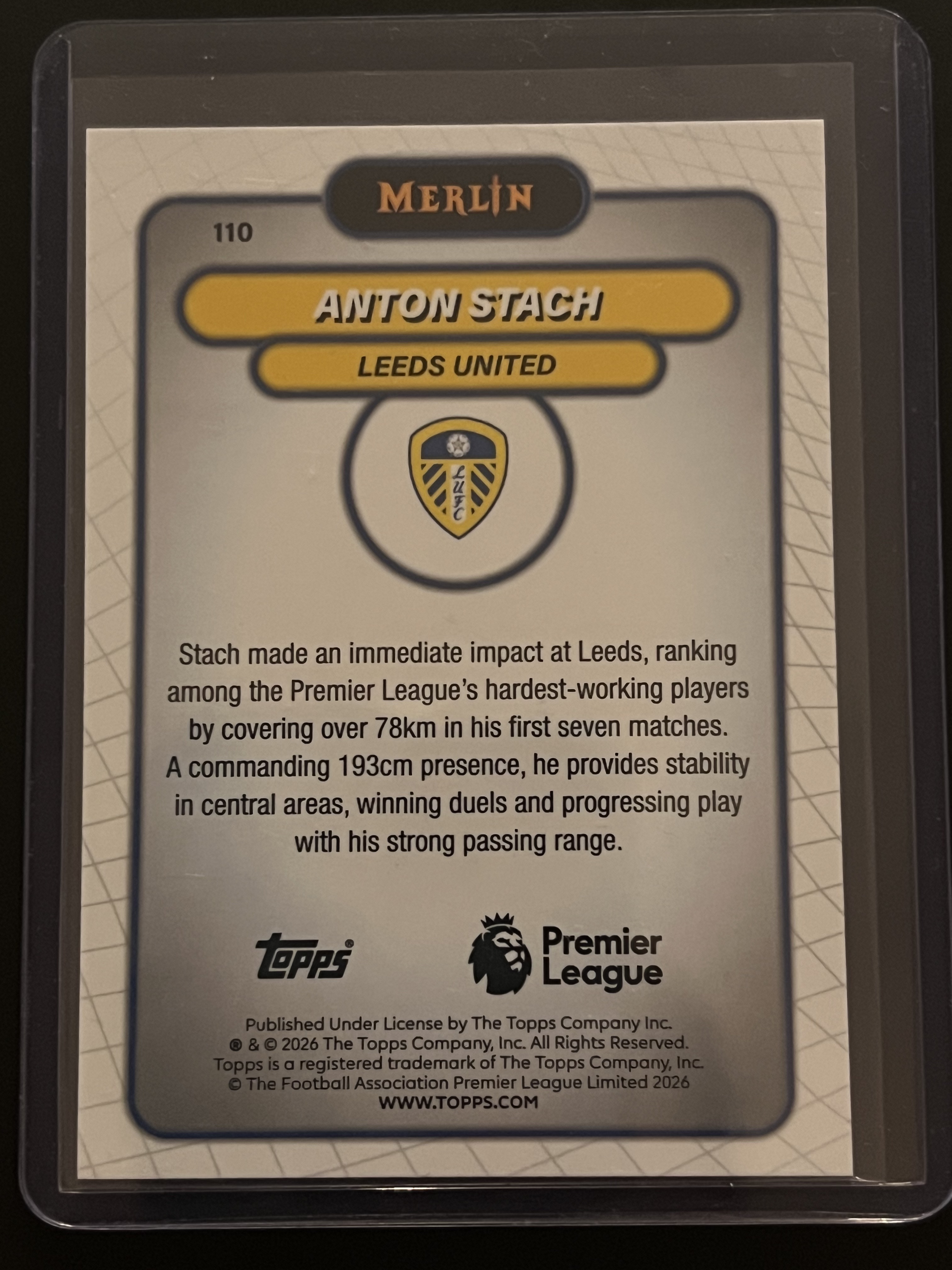 2026 Topps Merlin Anton Stach #110 英超梅林 安东·斯塔赫 99编 绿平行 mojo折射卡!!凑套必备!!
