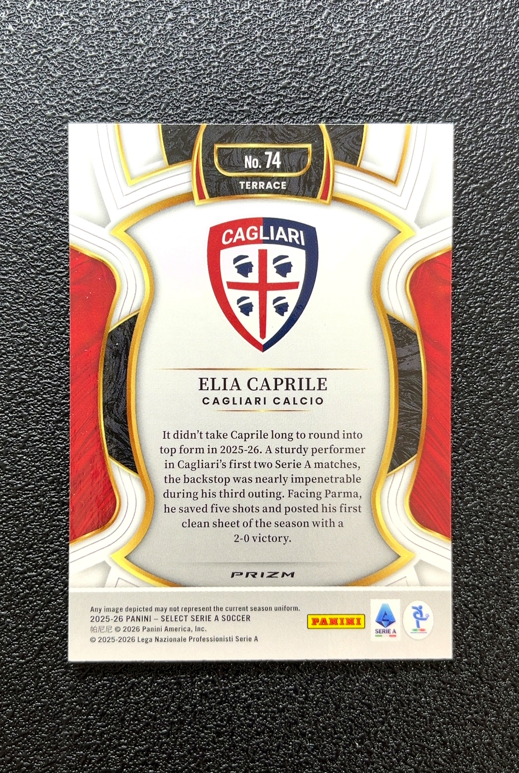 【岛屿拍卖】2025-26 Panini Select Prizm Elia Caprile 埃利亚·卡普里莱 银折 折射 卡品如图 高价值 #74 Cagliari Calcio 0015#72