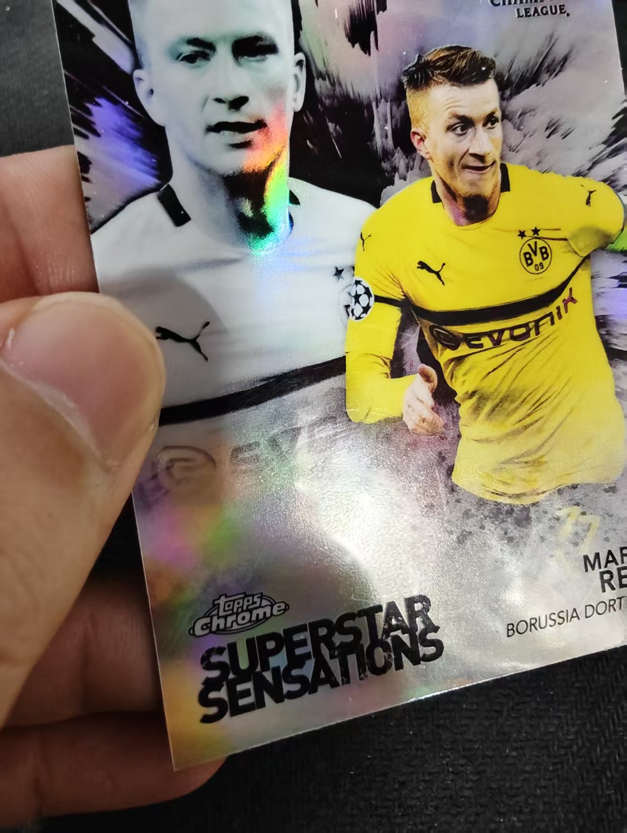 【可合并,不累计】2019-20 Topps Chrome Sapphire Marco Reus 欧冠 元年 多特蒙德 罗伊斯 特卡 银折 划痕 边角瑕疵