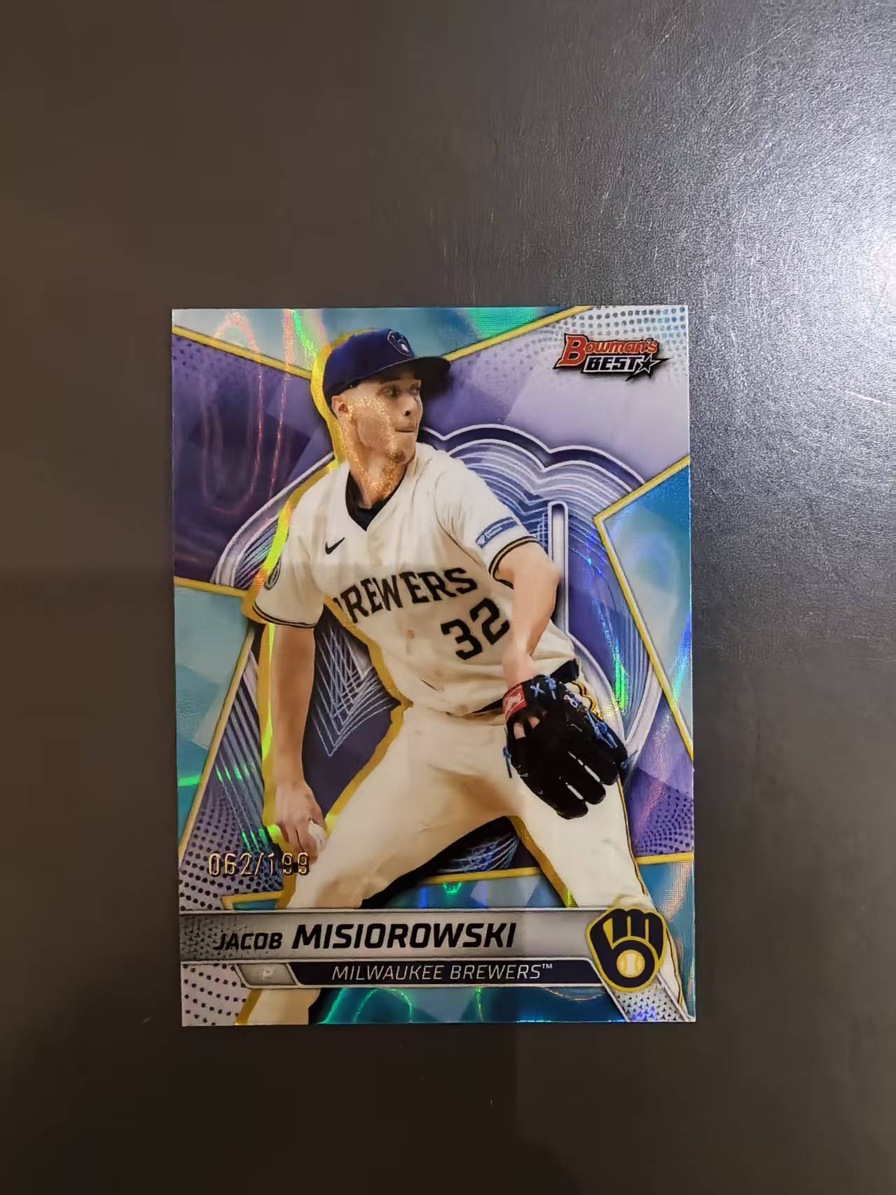 2025 Topps Bowmans Best Jacob Misiorowski MLB 大联盟 密尔沃基酿酒人 新秀投手 雅各布 米西奥罗夫斯基 长颈鹿 /199编 青折 卡品如图 凑套收藏