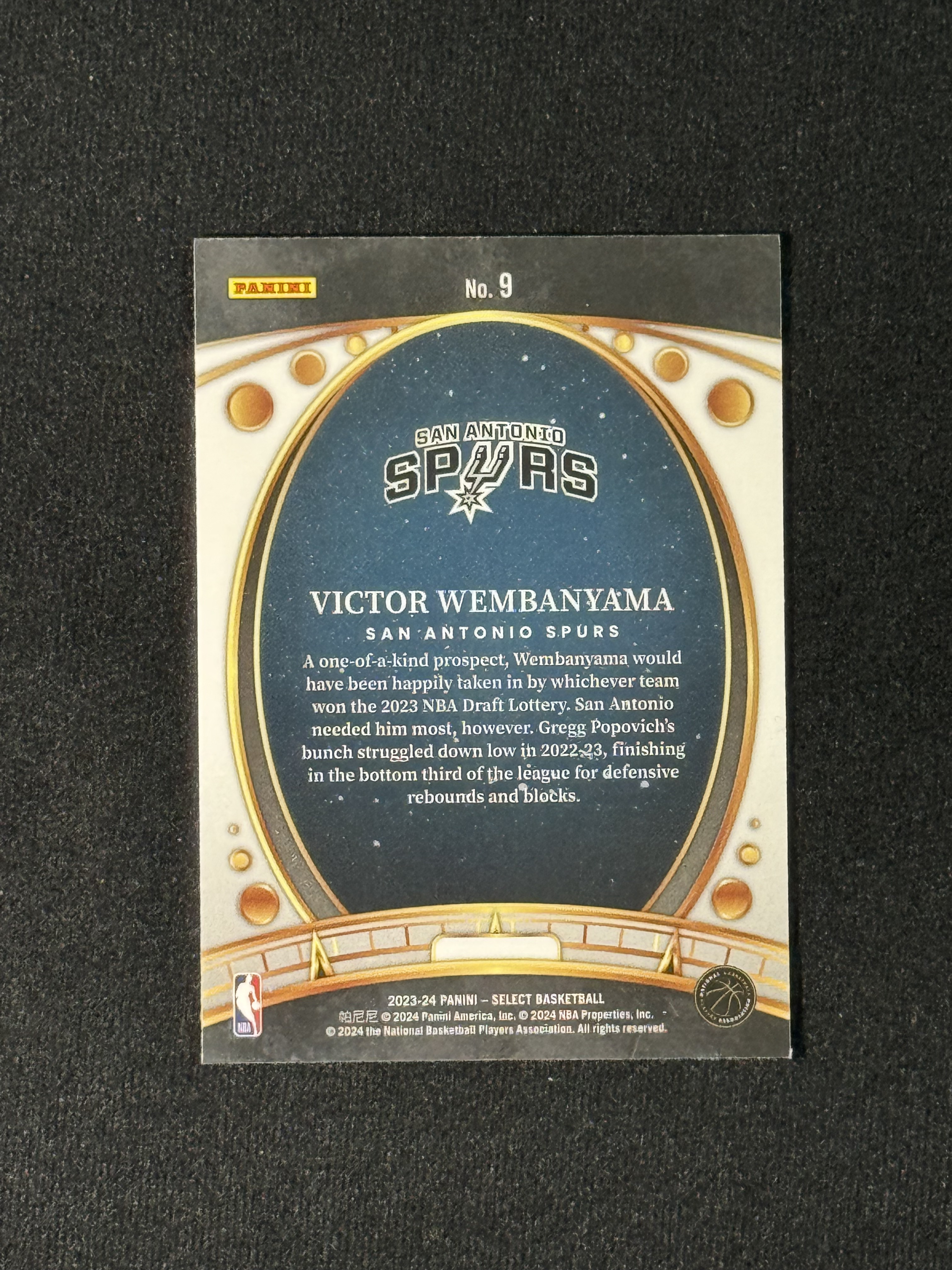 2023-24 Panini Select Victor Wembanyama RC 【扎克代卖】SE 马刺 新秀 维克托 文班亚马 特卡 瑕疵如图 投资必备