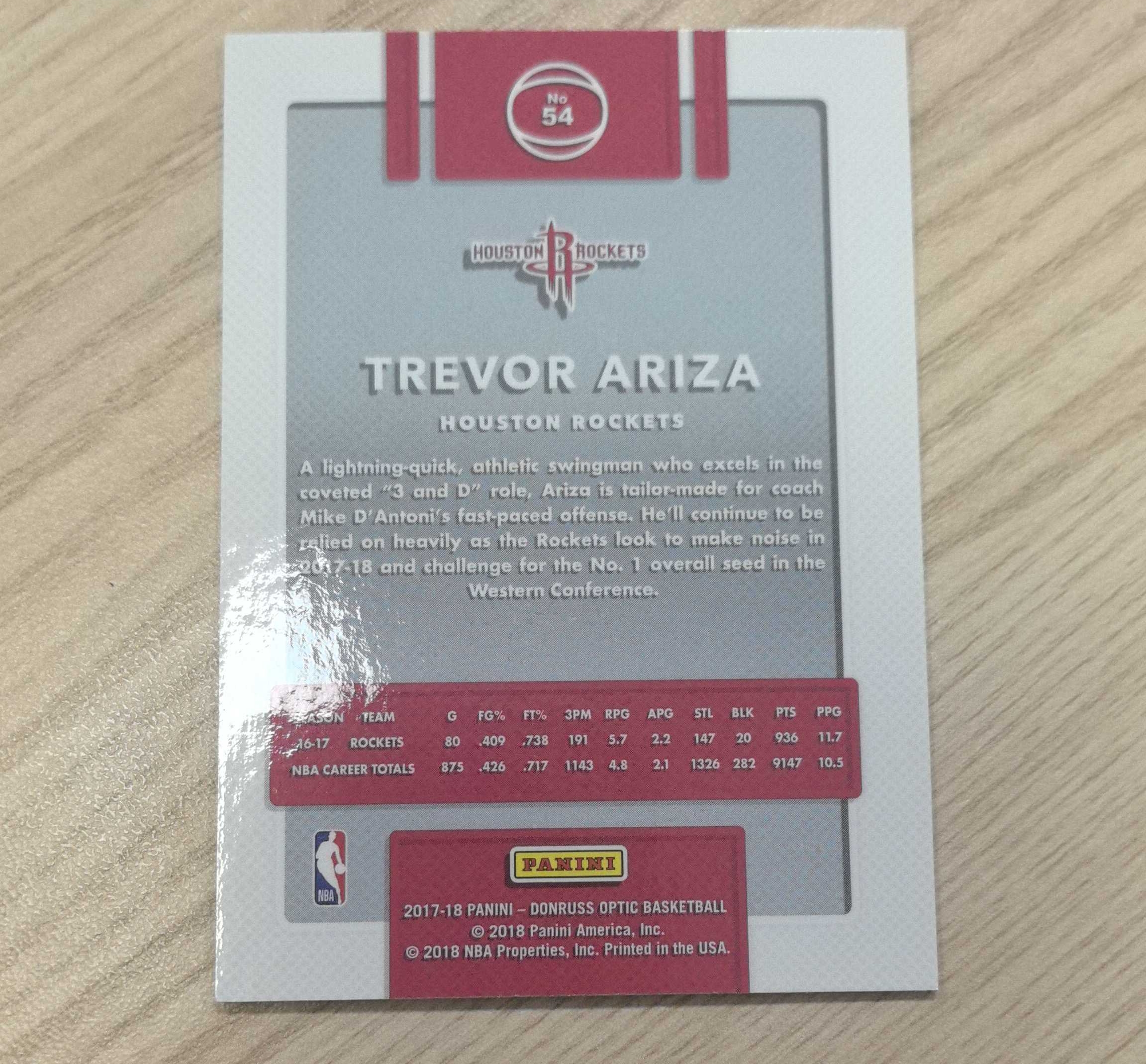 2017-18 Panini Optic Trevor Ariza 阿里扎 杜蕾斯 姚明好朋友 09年随湖人夺总冠军 铁扎 先后效力于尼克斯、魔术、湖人、火箭、黄蜂、奇才、太阳、国王、开拓者和热火