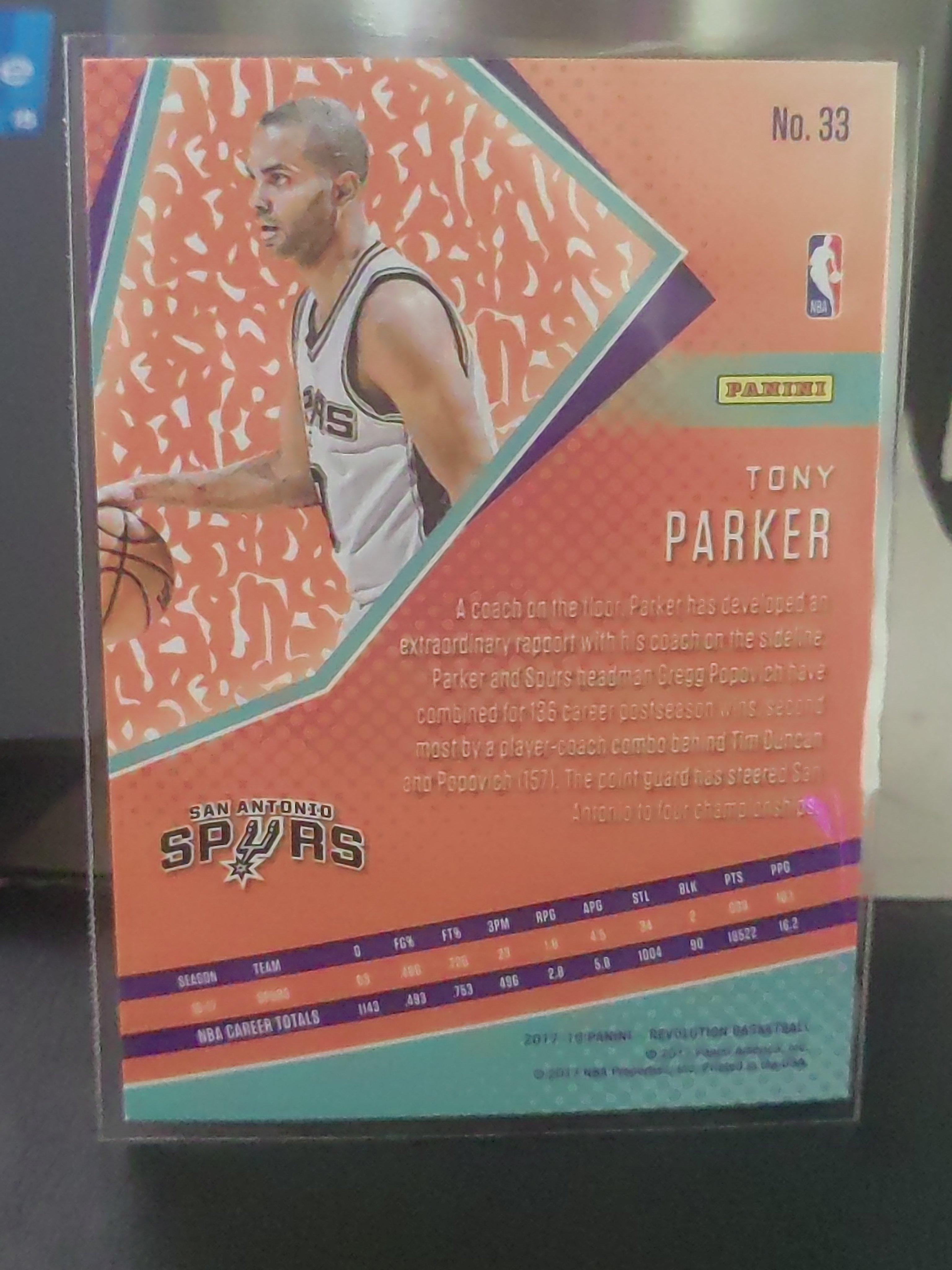 2017-18 Panini Revolution Tony Parker 革命 托尼 帕克 法国跑车 马刺 篮 白边白角 不保卡品 卡品如图